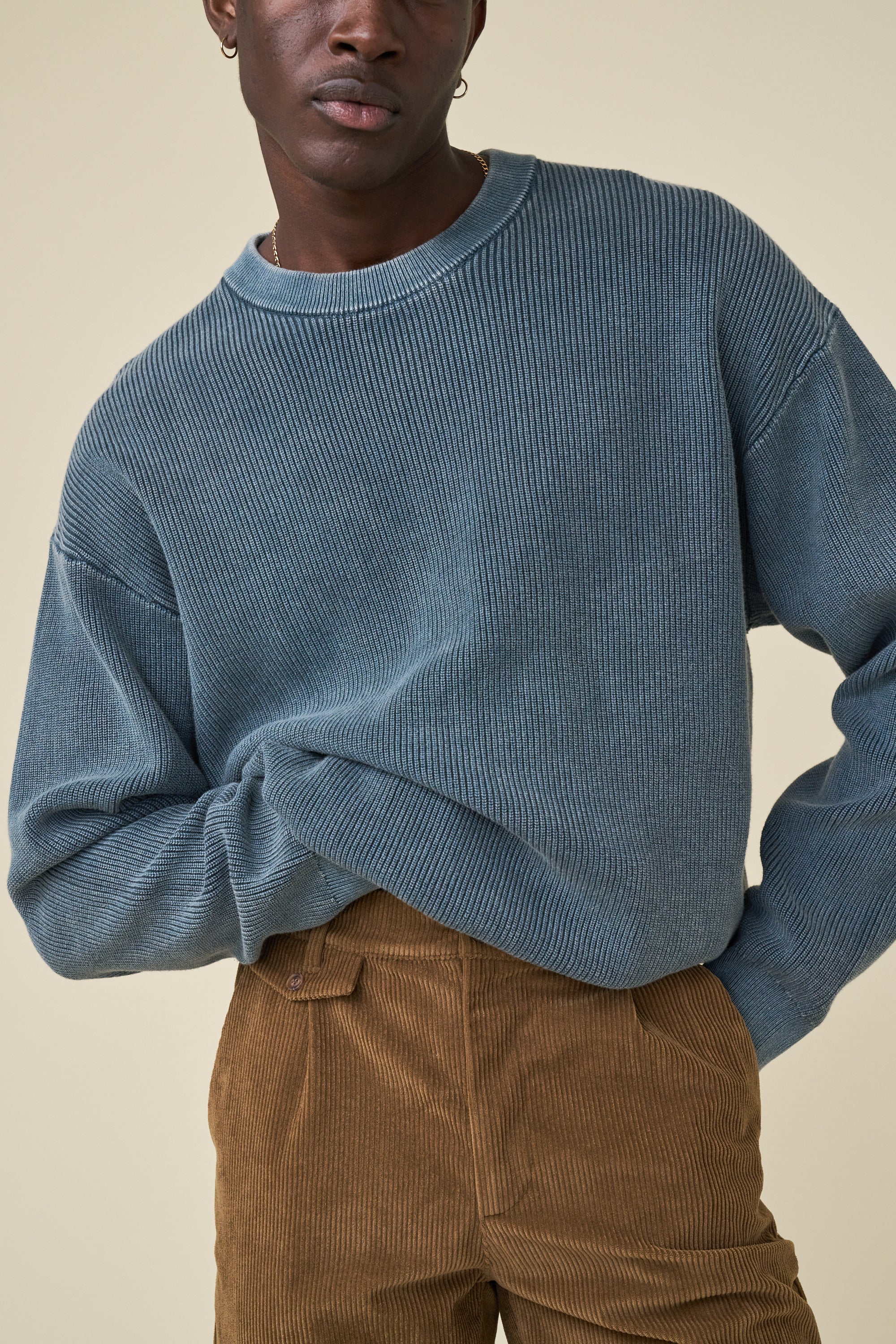 ACID WASHED CREWNECK SWEATER - AGAVE – bound