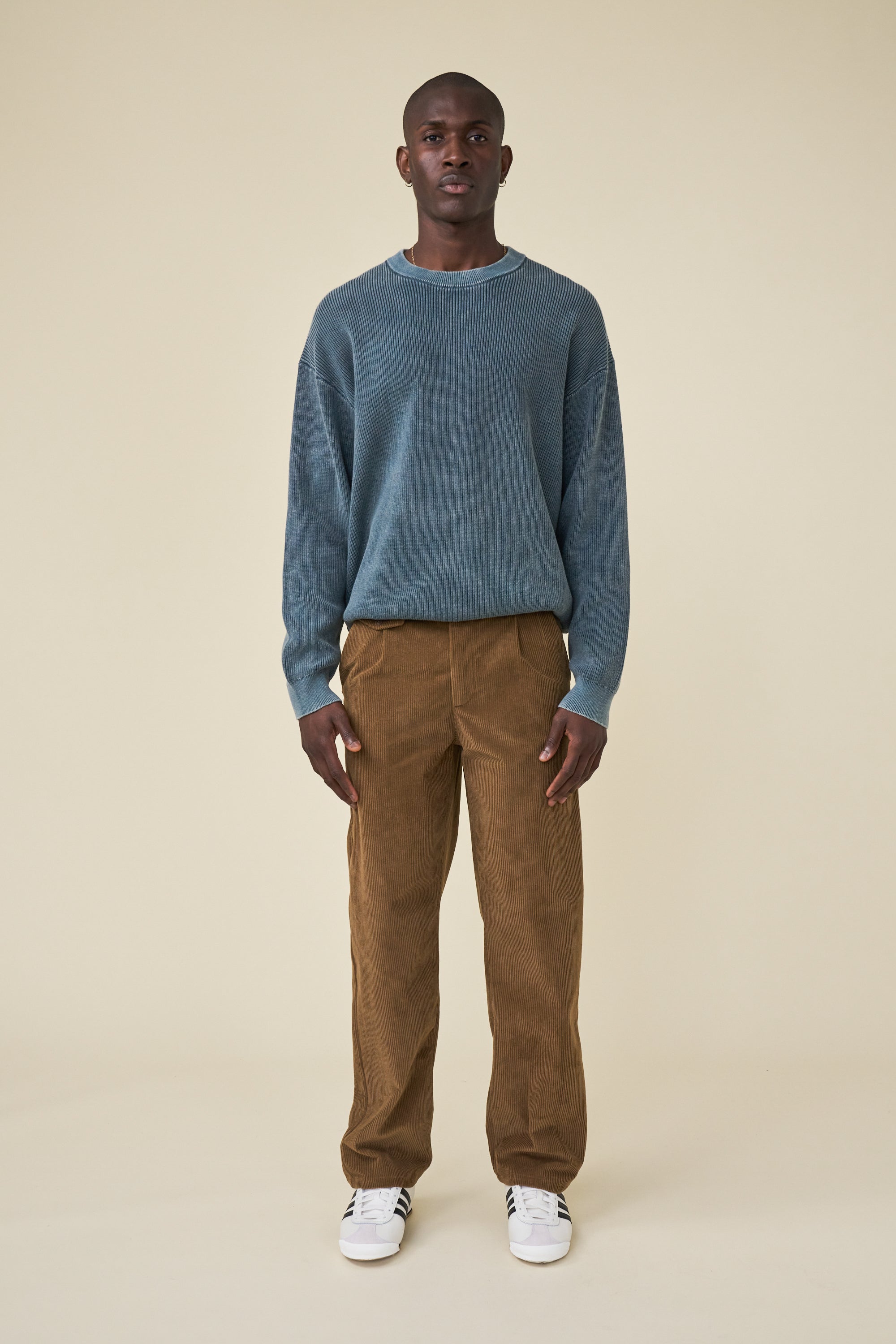 ACID WASHED CREWNECK SWEATER - AGAVE – bound