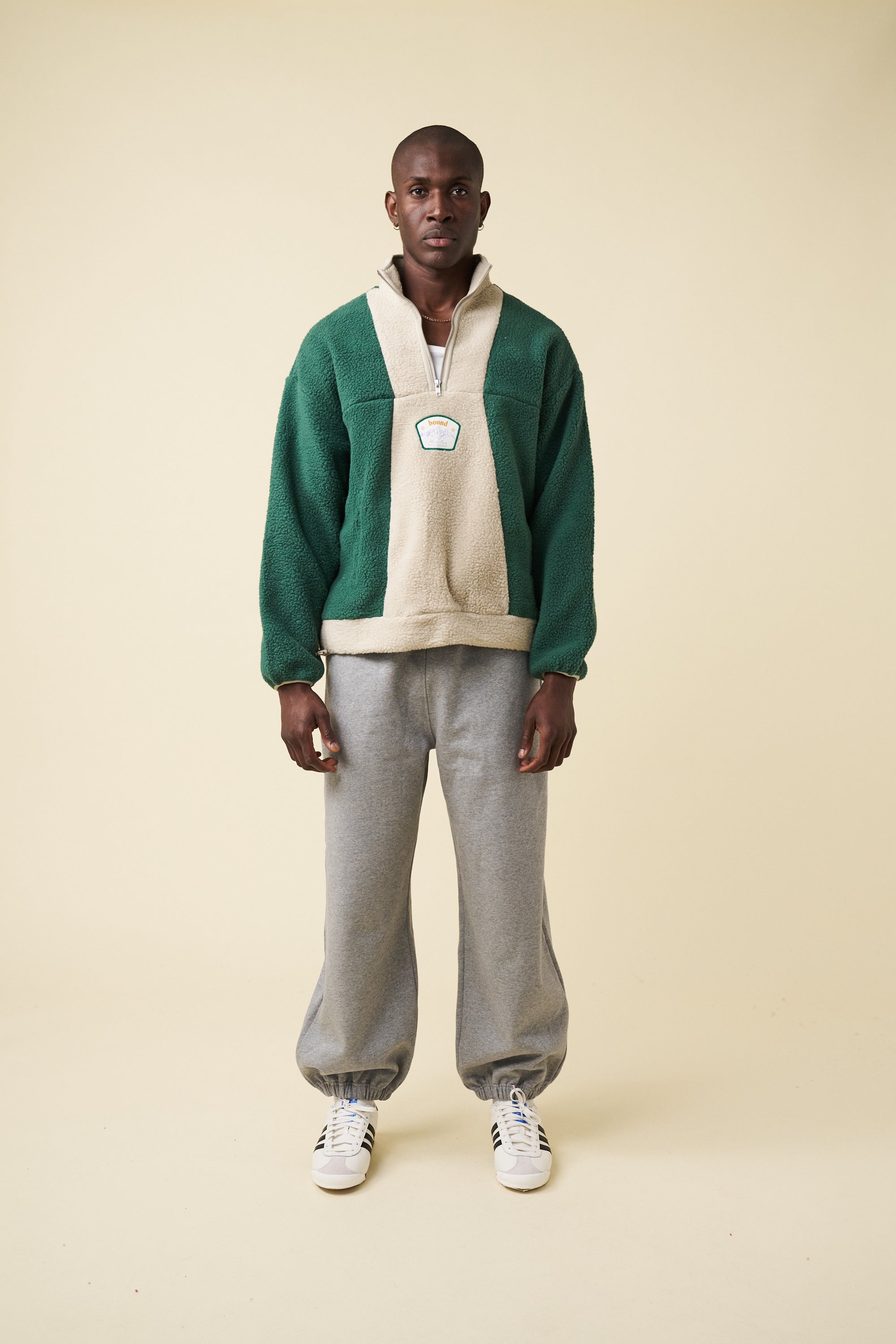 GREEN PANEL RETRO FLEECE PULLOVER – bound
