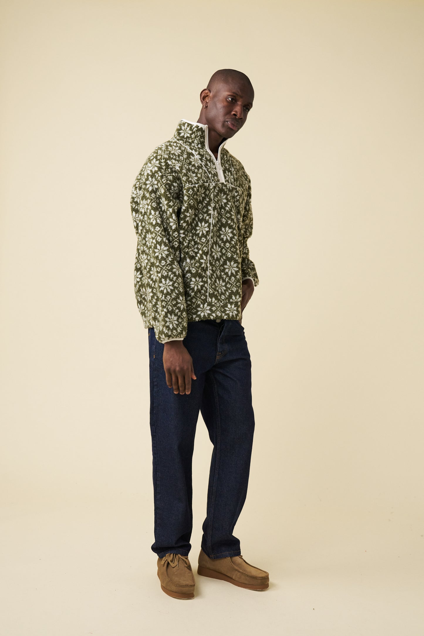 OLIVE PATTERNED FLEECE