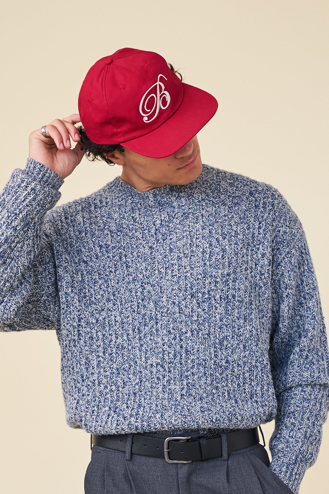 SCRIPT EMBROIDERED 6 PANEL CAP - CARDINAL RED