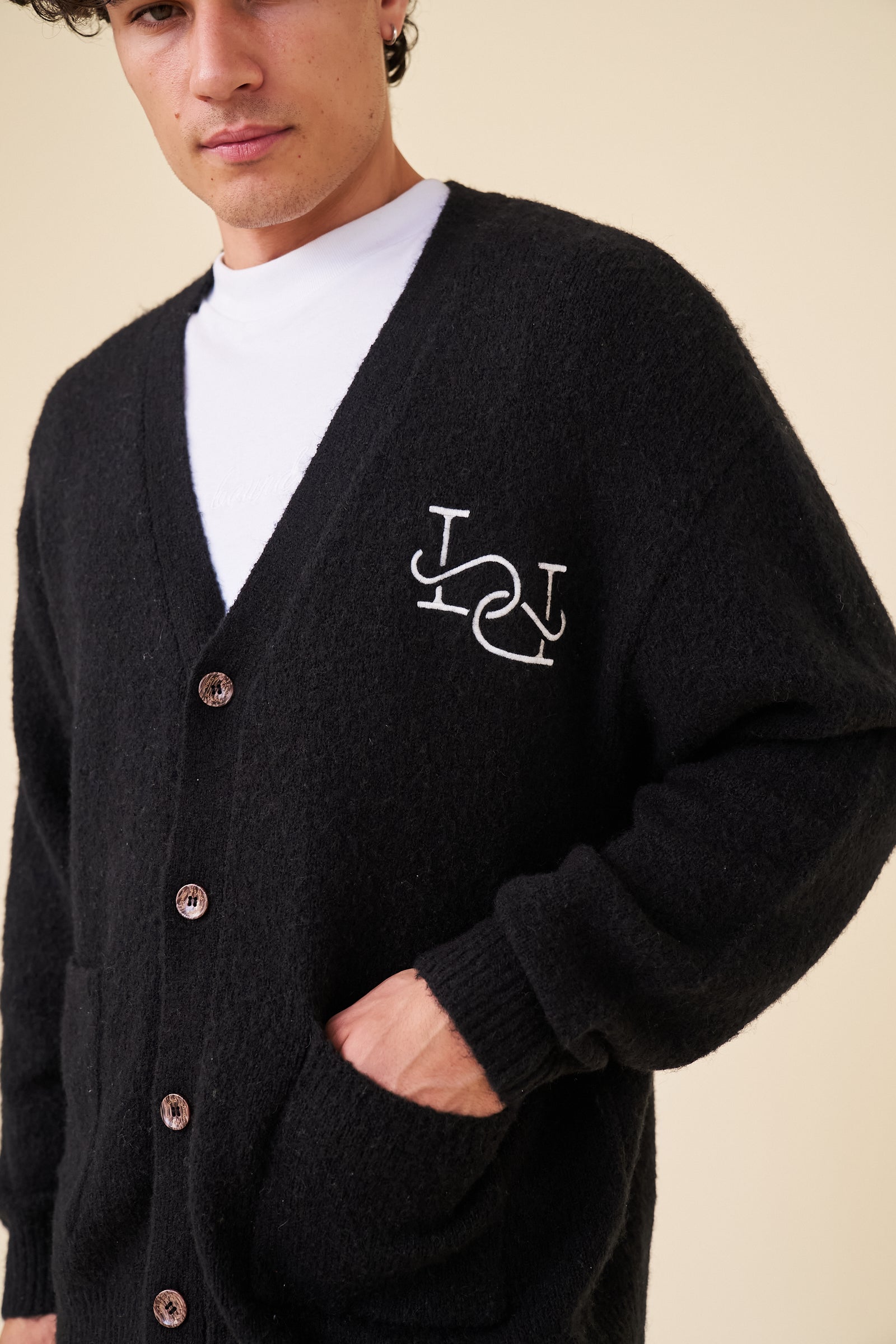 MOHAIR LINK CARDIGAN - BLACK – bound