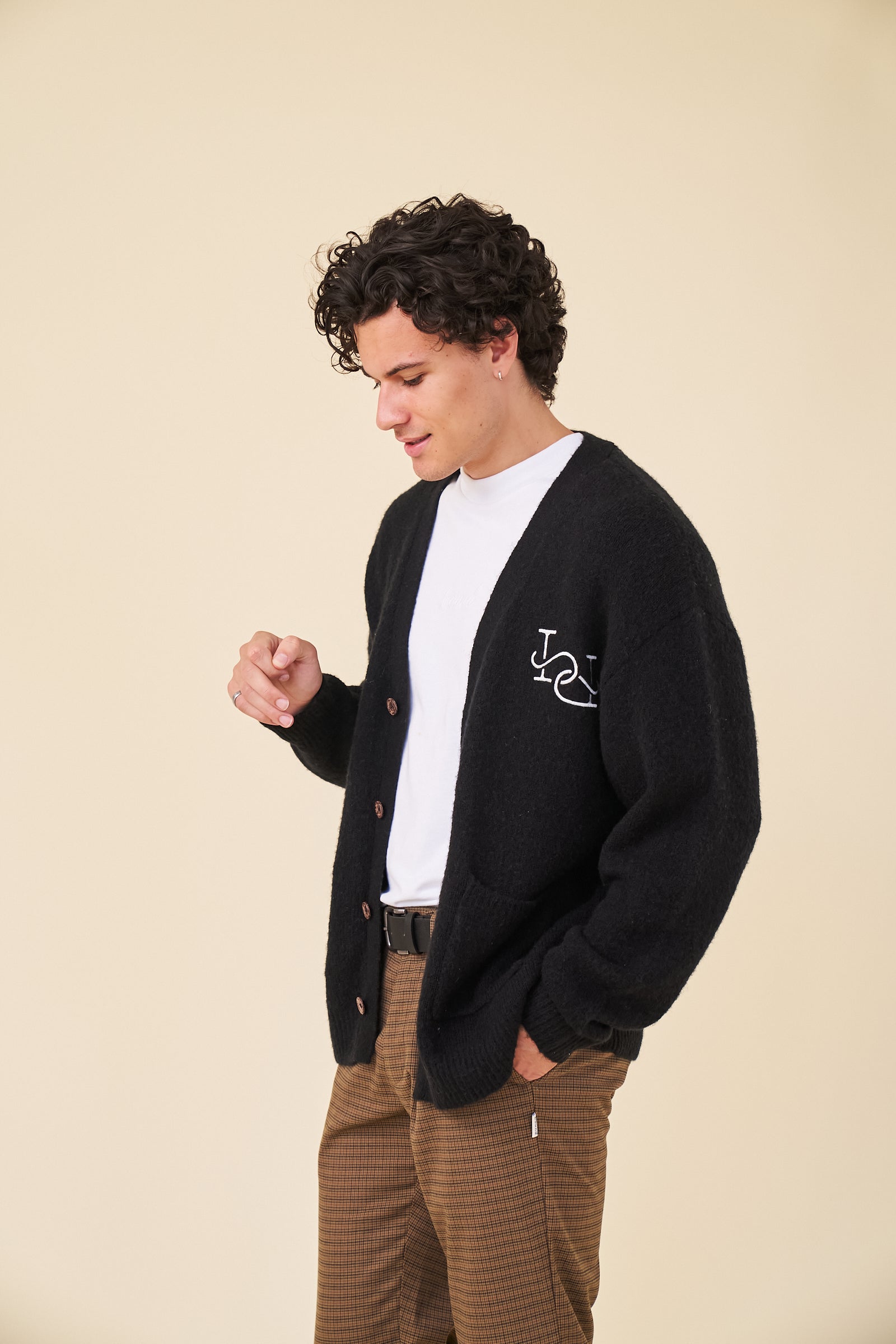 MOHAIR LINK CARDIGAN - BLACK – bound