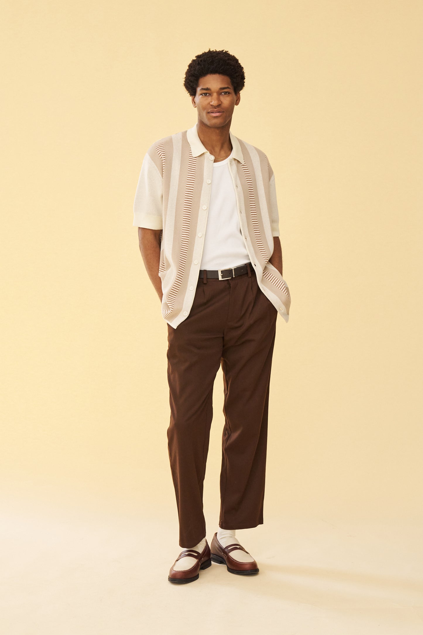 PLEATED SMART TROUSERS - BROWN