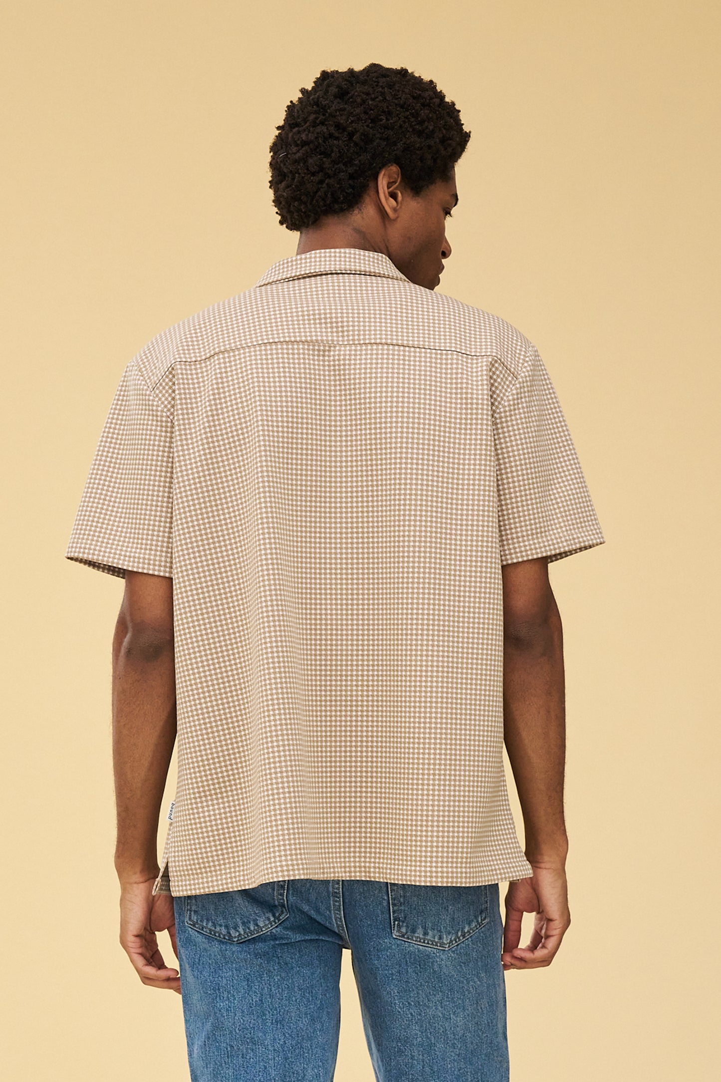 BEIGE DOGTOOTH JACQUARD CUBAN SHIRT