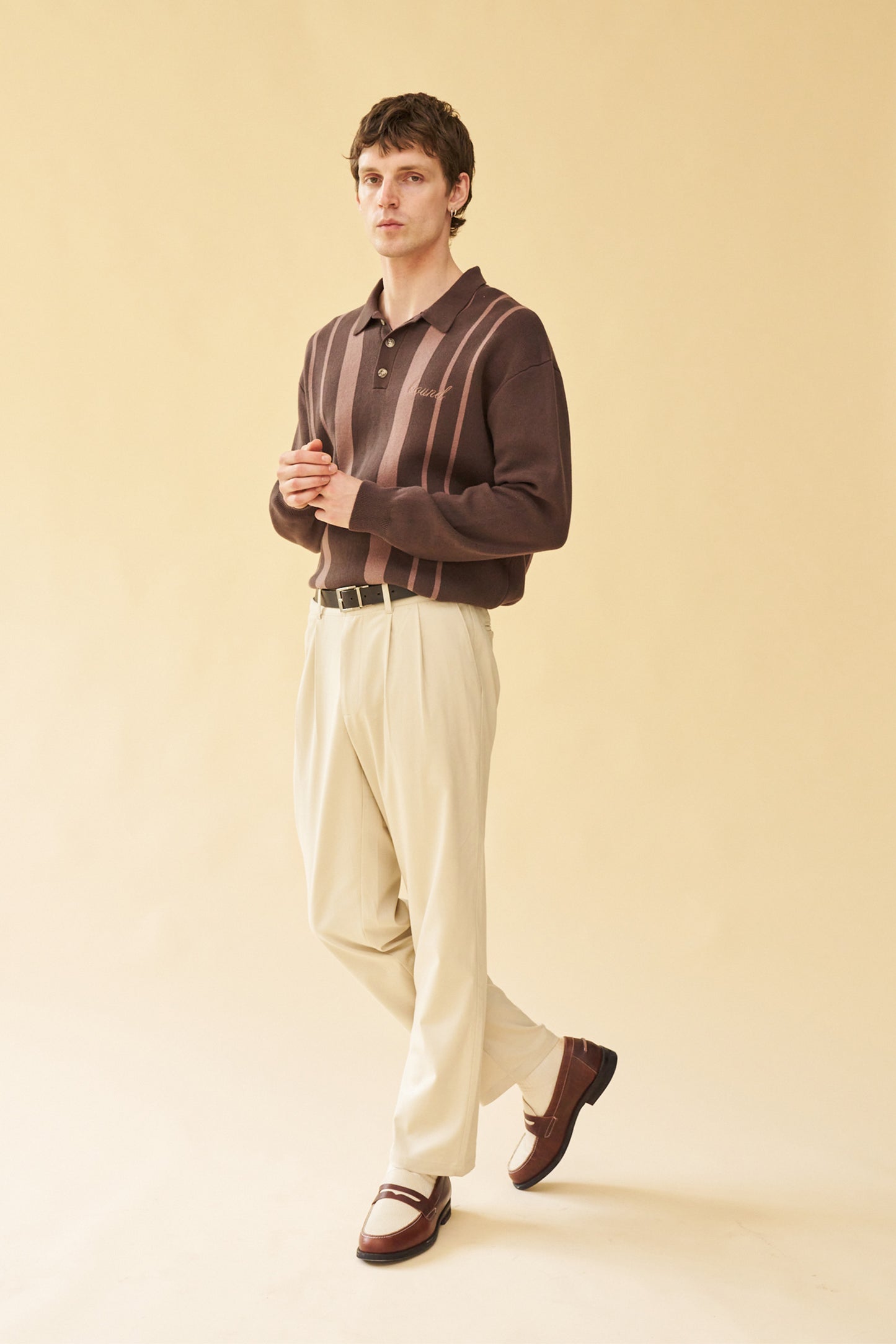 APRILE LS KNIT POLO - BROWN
