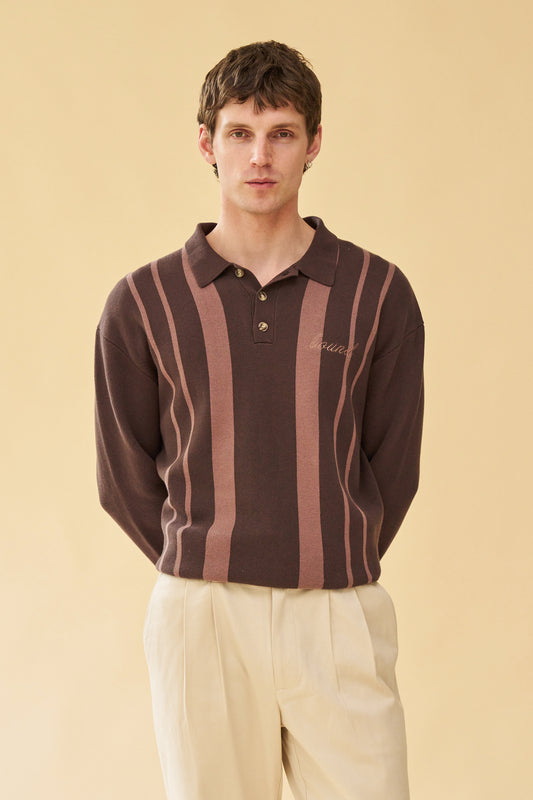 APRILE LS KNIT POLO - BROWN