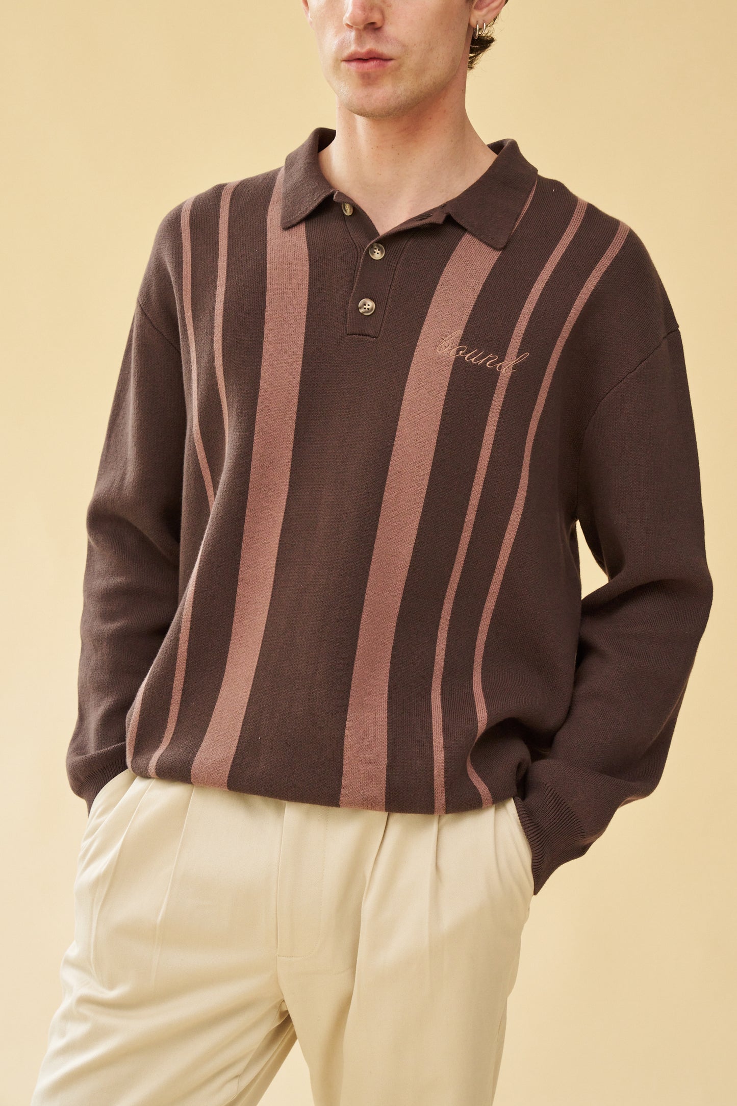 APRILE LS KNIT POLO - BROWN