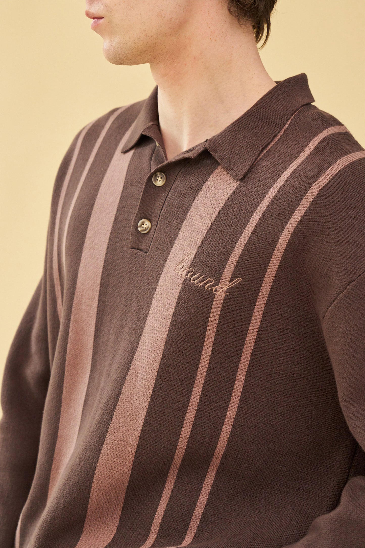 APRILE LS KNIT POLO - BROWN