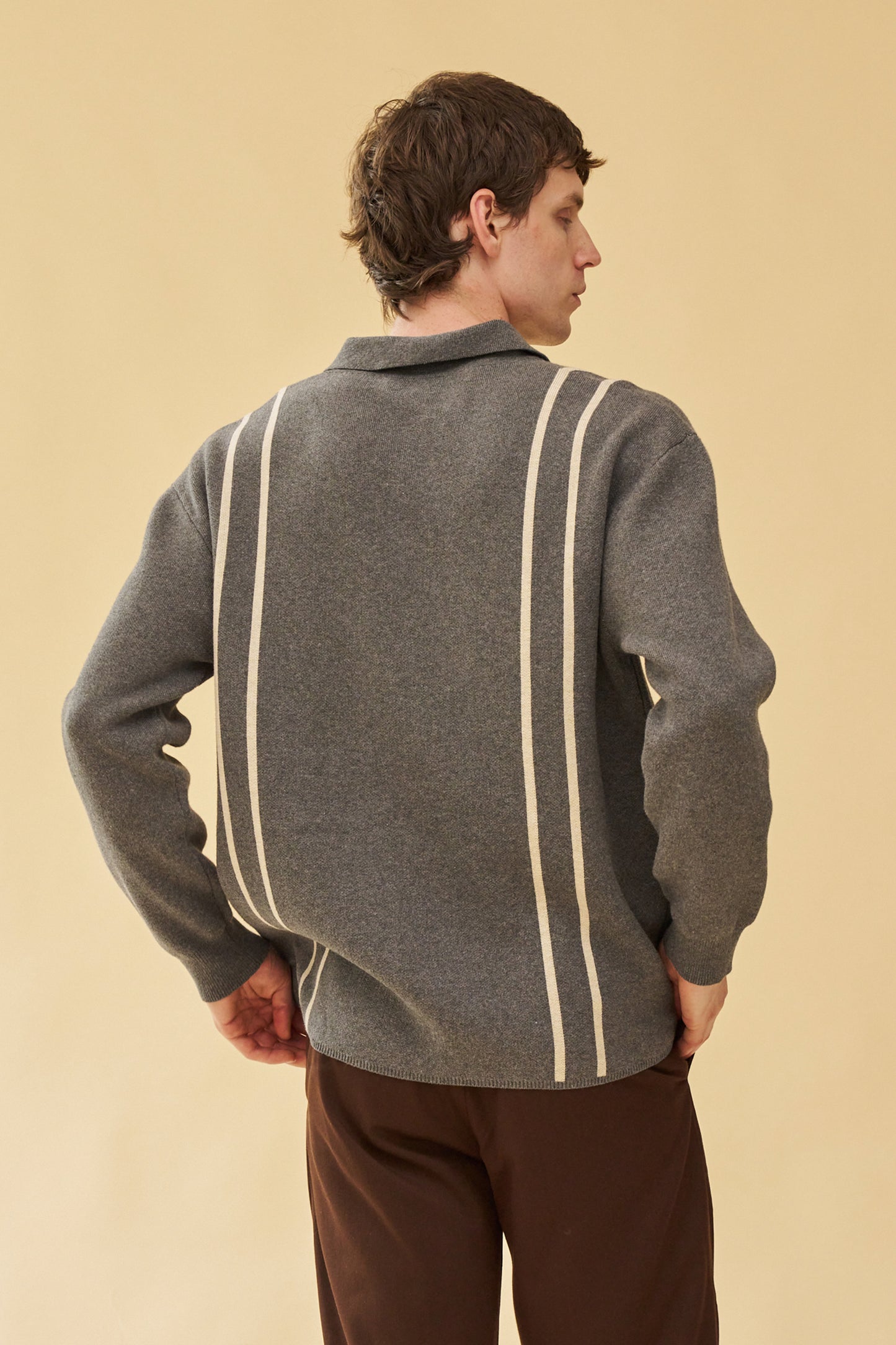 APRILE LS KNIT POLO - GREY