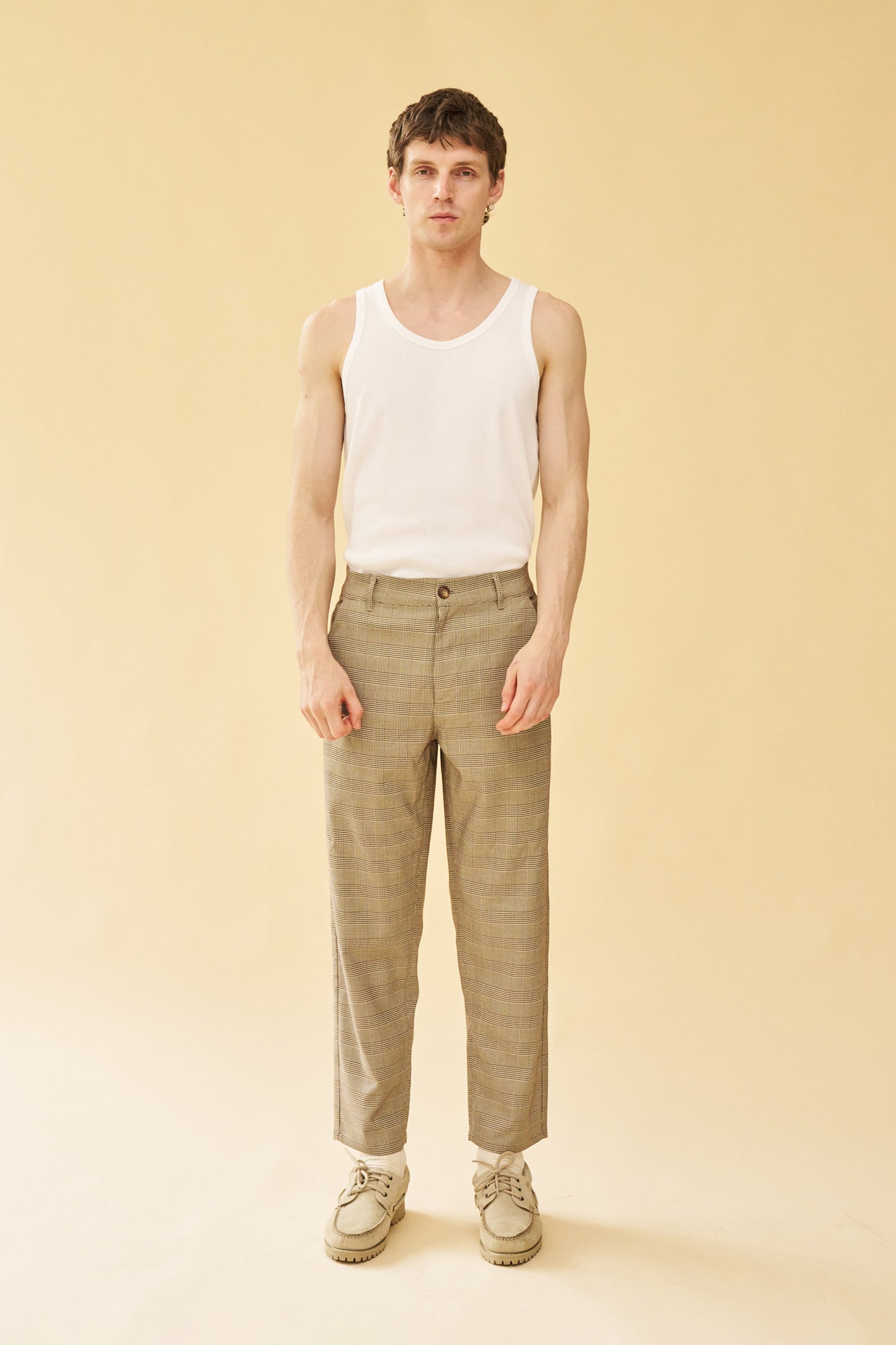 HOUNDSTOOTH CHECK TROUSER - GREY