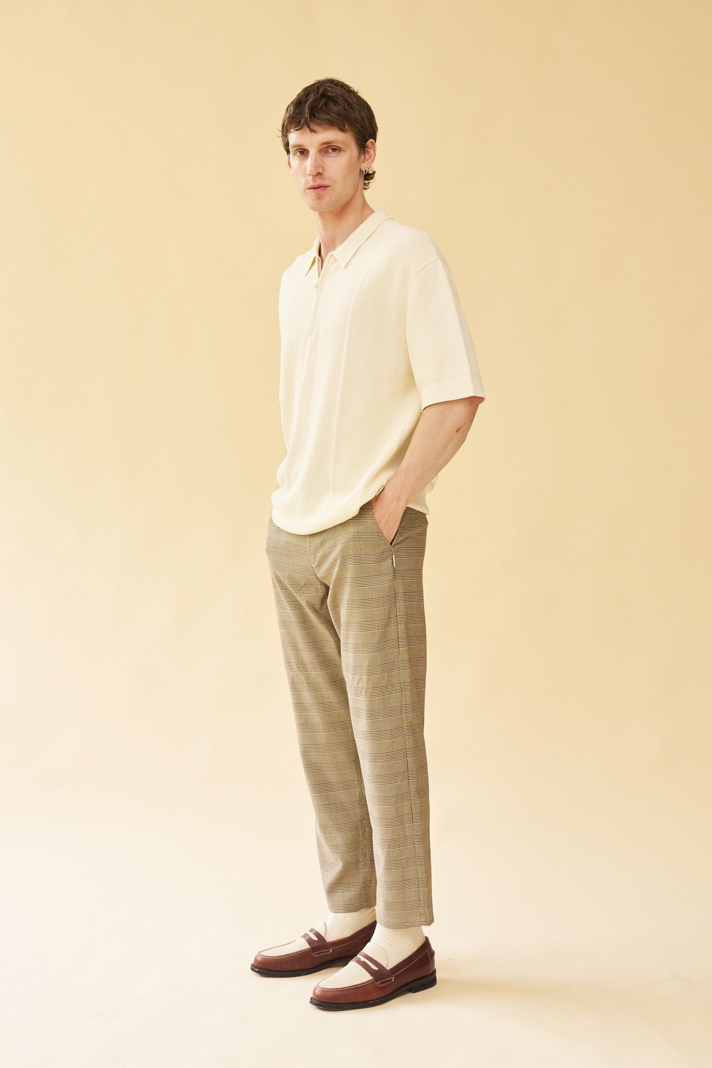 HOUNDSTOOTH CHECK TROUSER - GREY