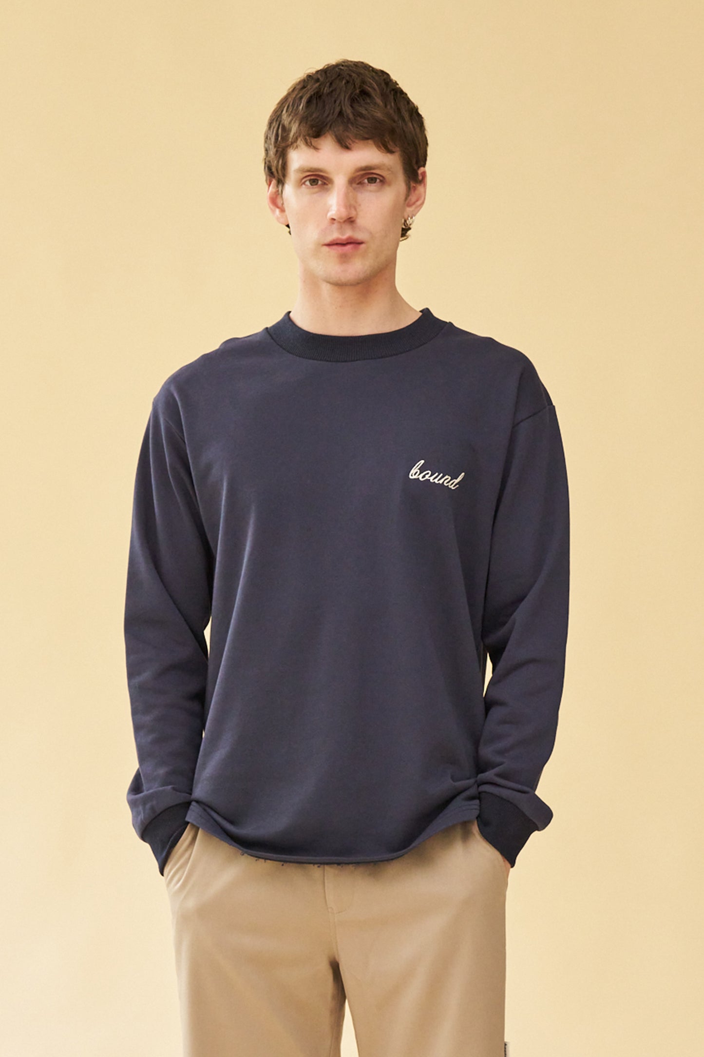 SCRIPT LONGSLEEVE HEAVY TEE - NAVY