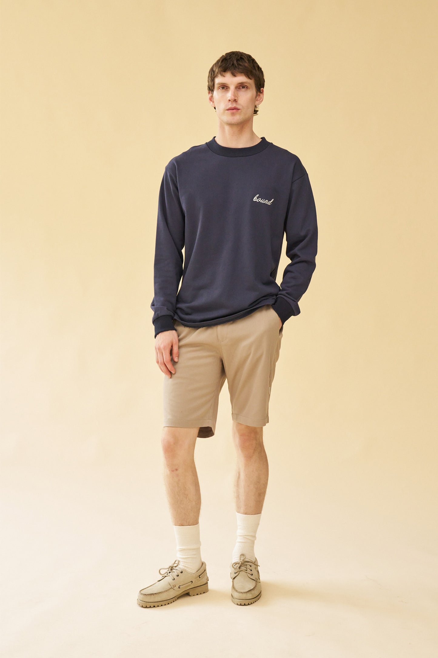 SCRIPT LONGSLEEVE HEAVY TEE - NAVY