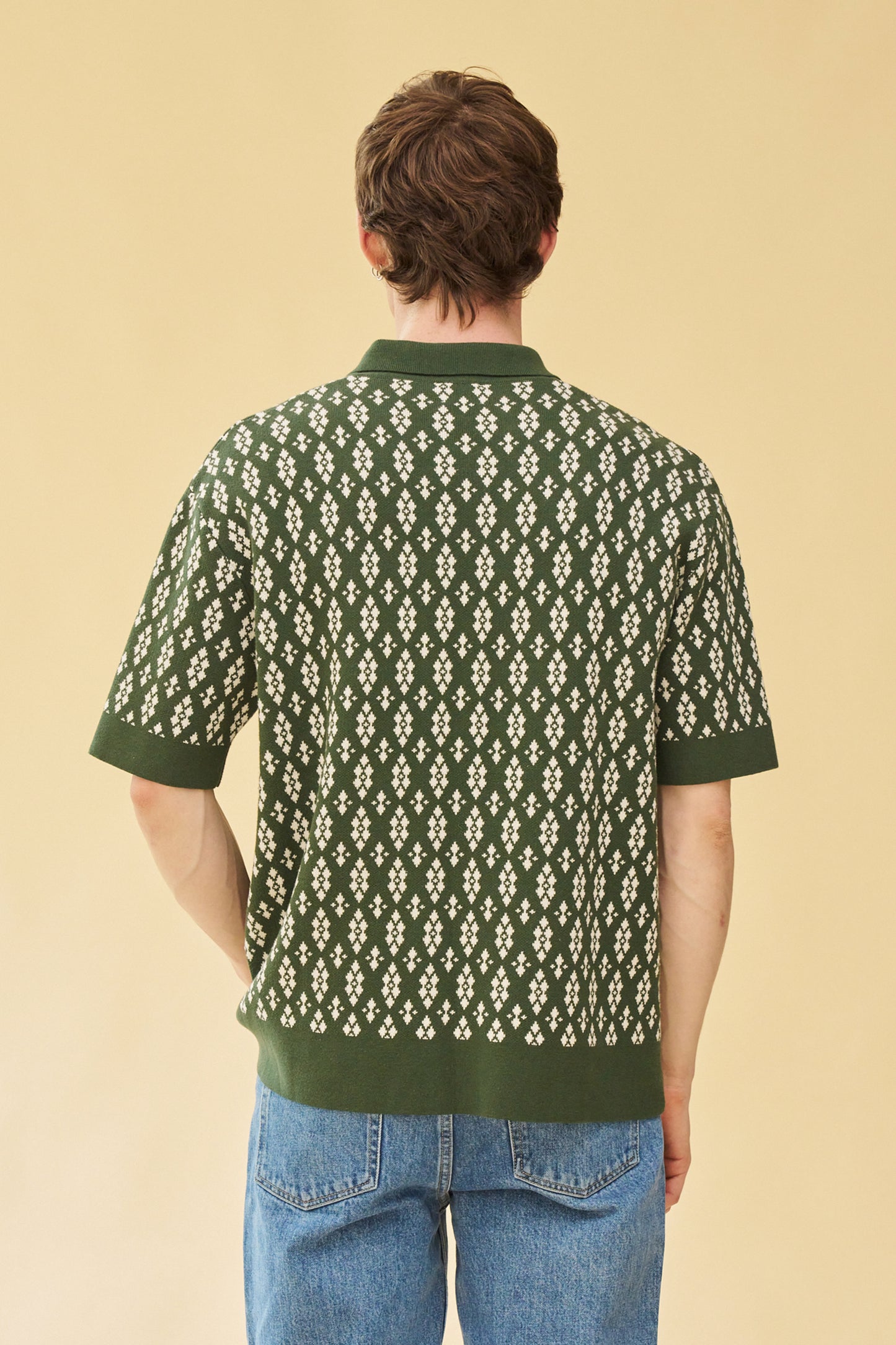 THEODORE 1/4 ZIP HEAVY KNIT POLO - GREEN
