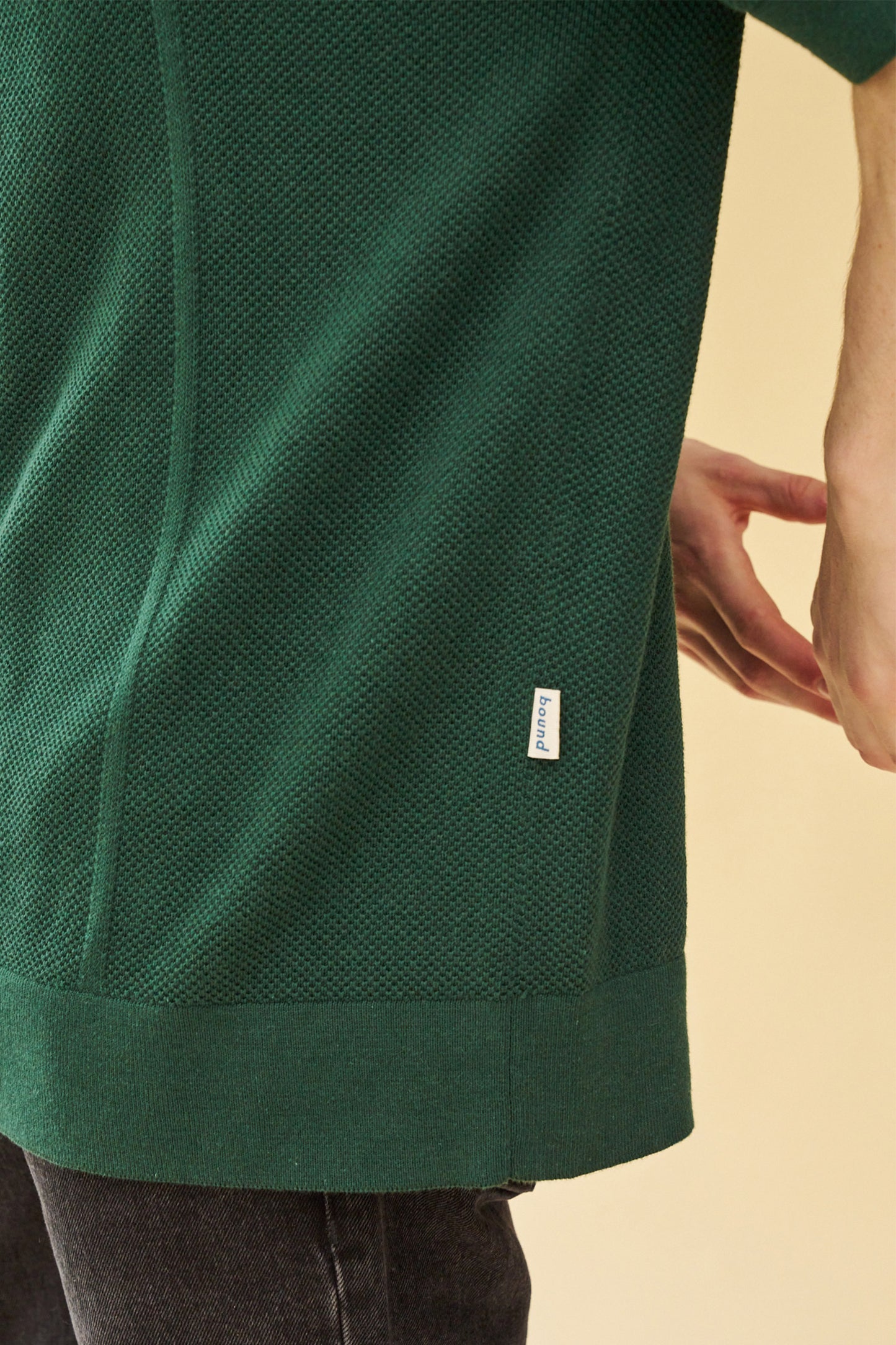 ARTHUR 1/4 ZIP WAFFLE KNIT POLO - BOTTLE GREEN