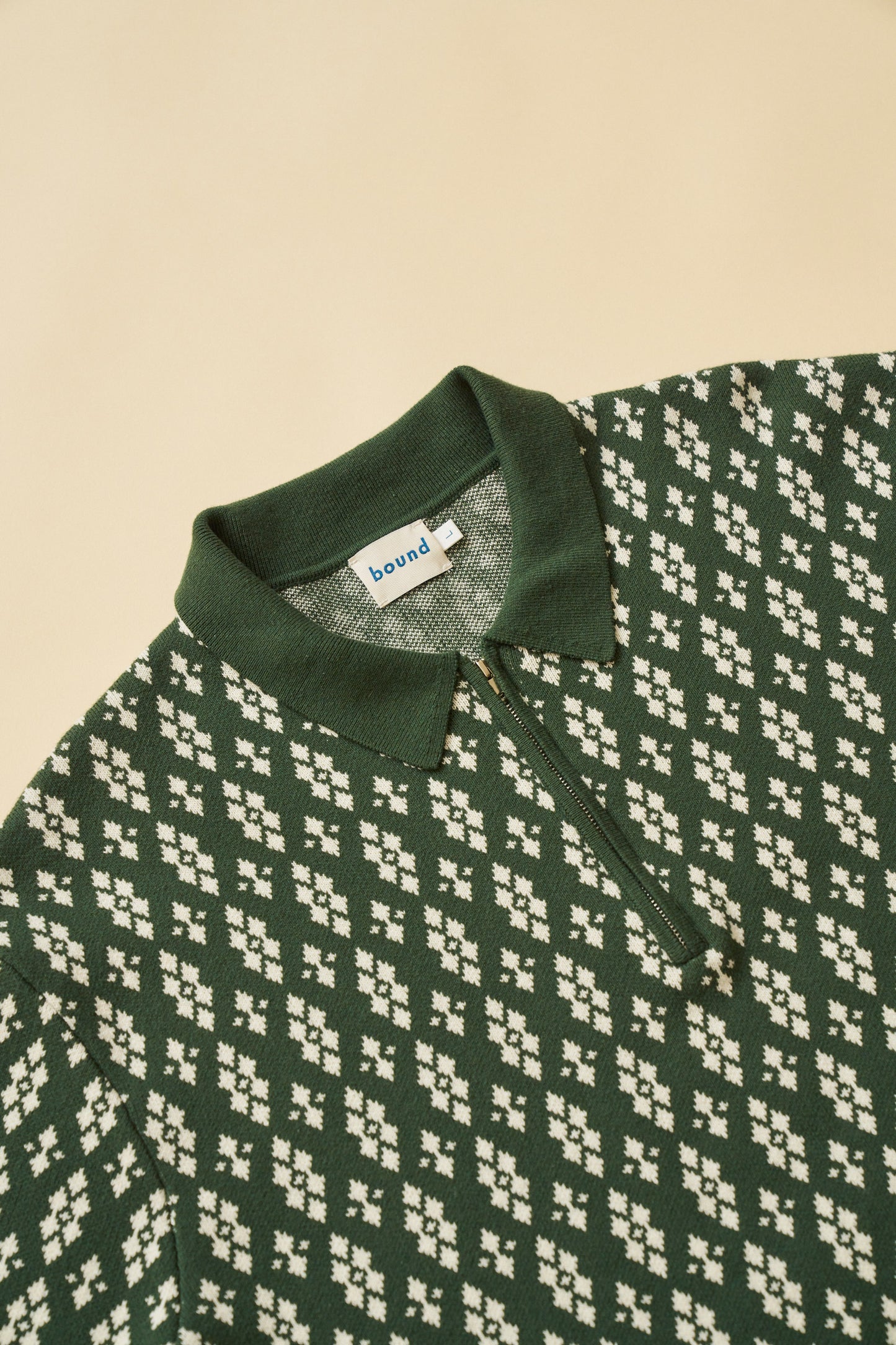 THEODORE 1/4 ZIP HEAVY KNIT POLO - GREEN