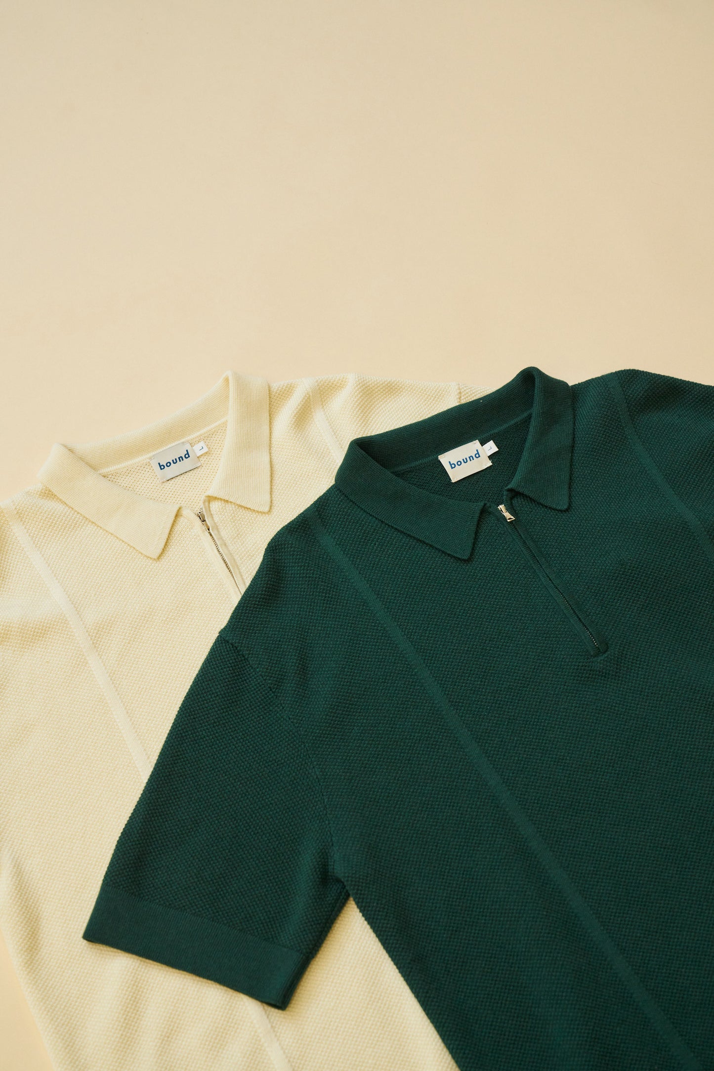 ARTHUR 1/4 ZIP WAFFLE KNIT POLO - ECRU