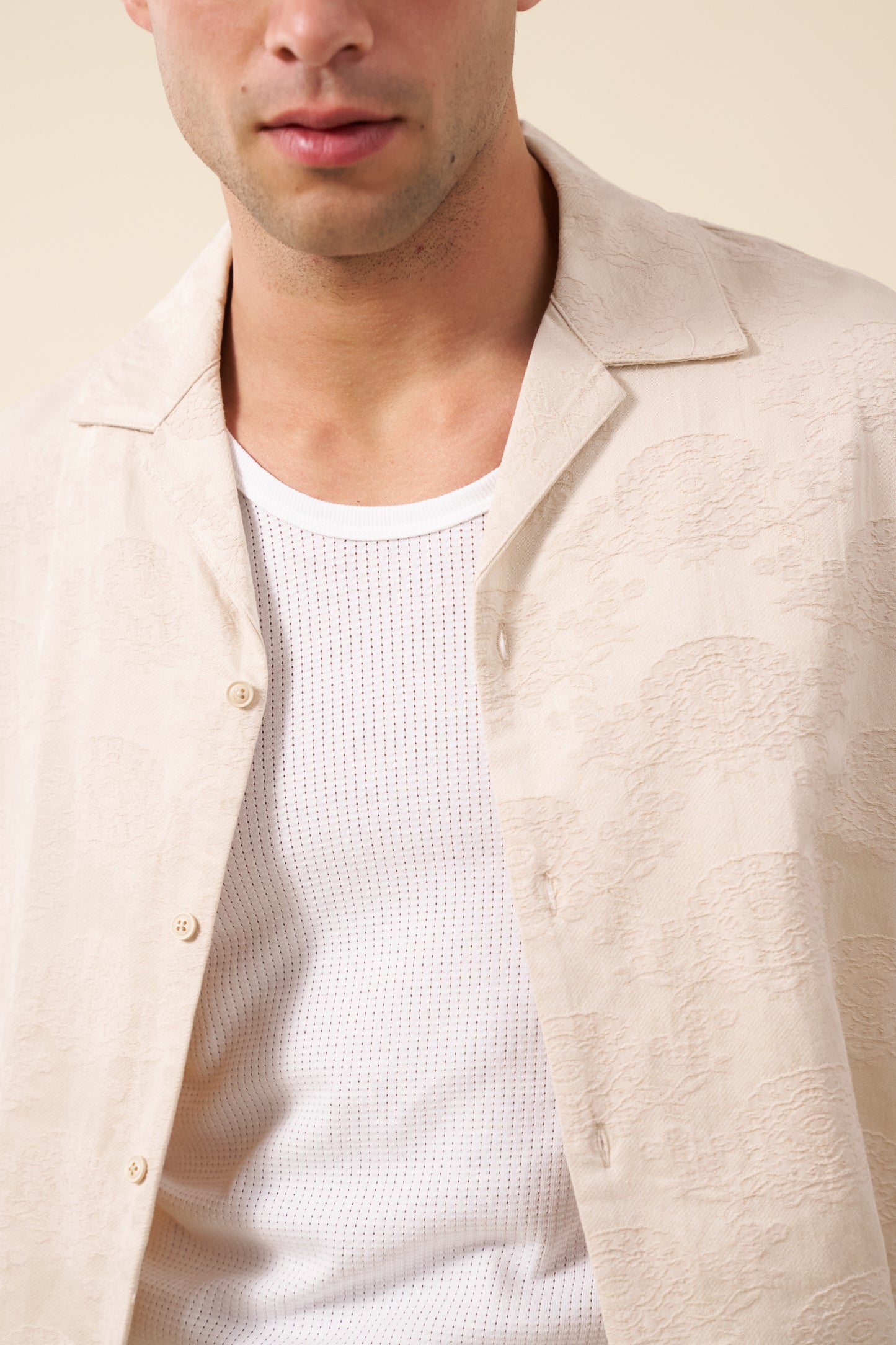 FLORA EMBROIDERED SHIRT - CREAM
