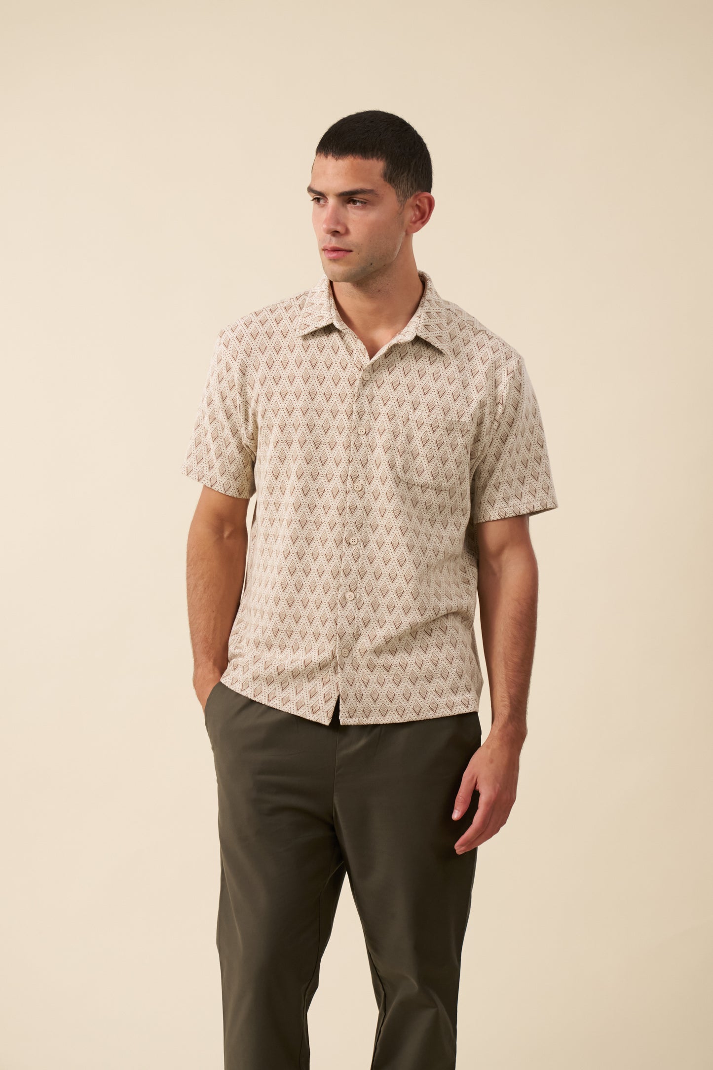 ROMAN WOVEN POLO - ECRU