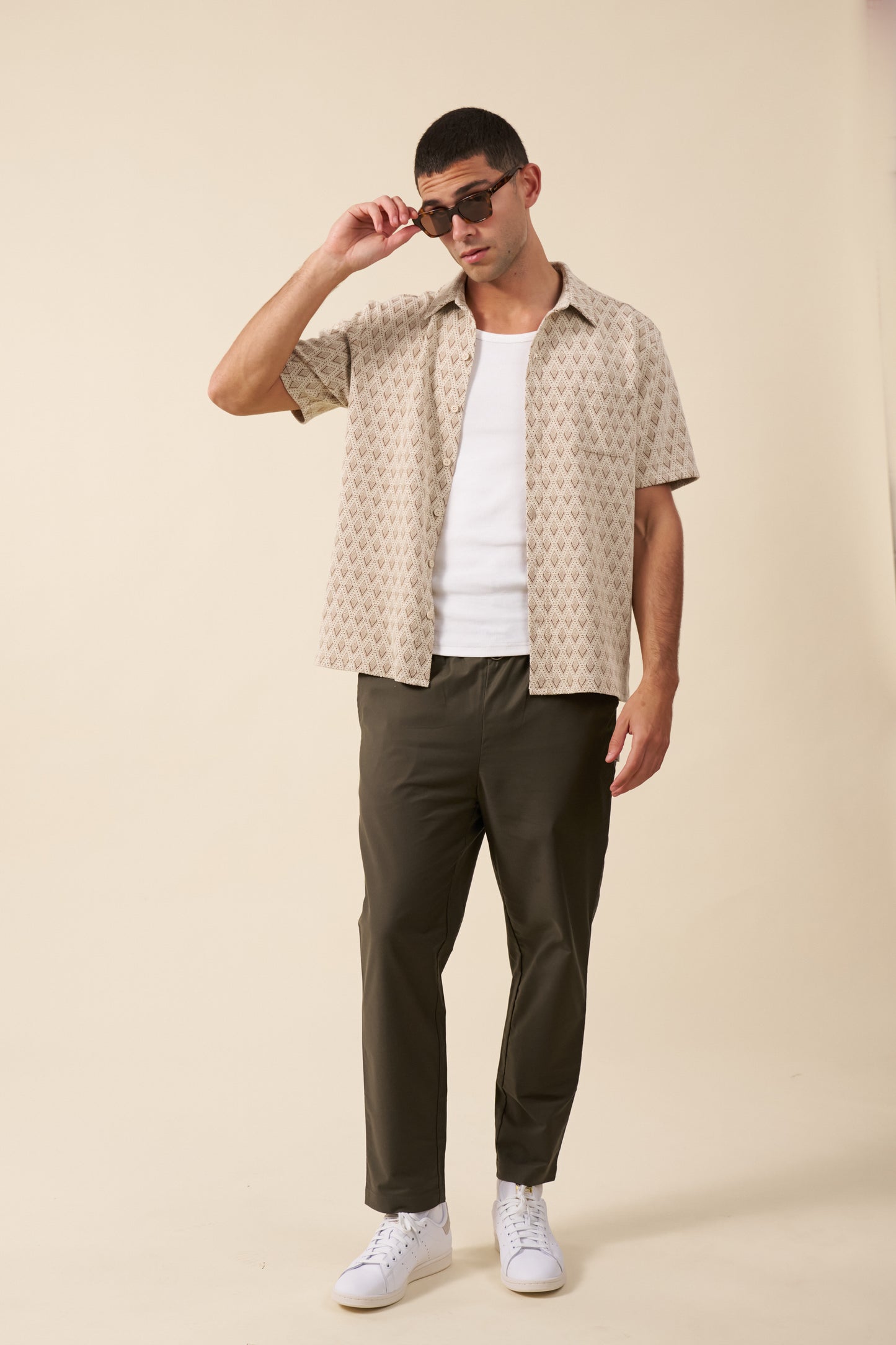 MICHAEL CASUAL TROUSER - ARMY GREEN