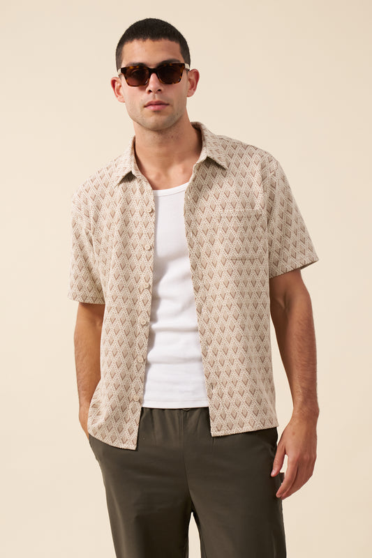 ROMAN WOVEN POLO - ECRU