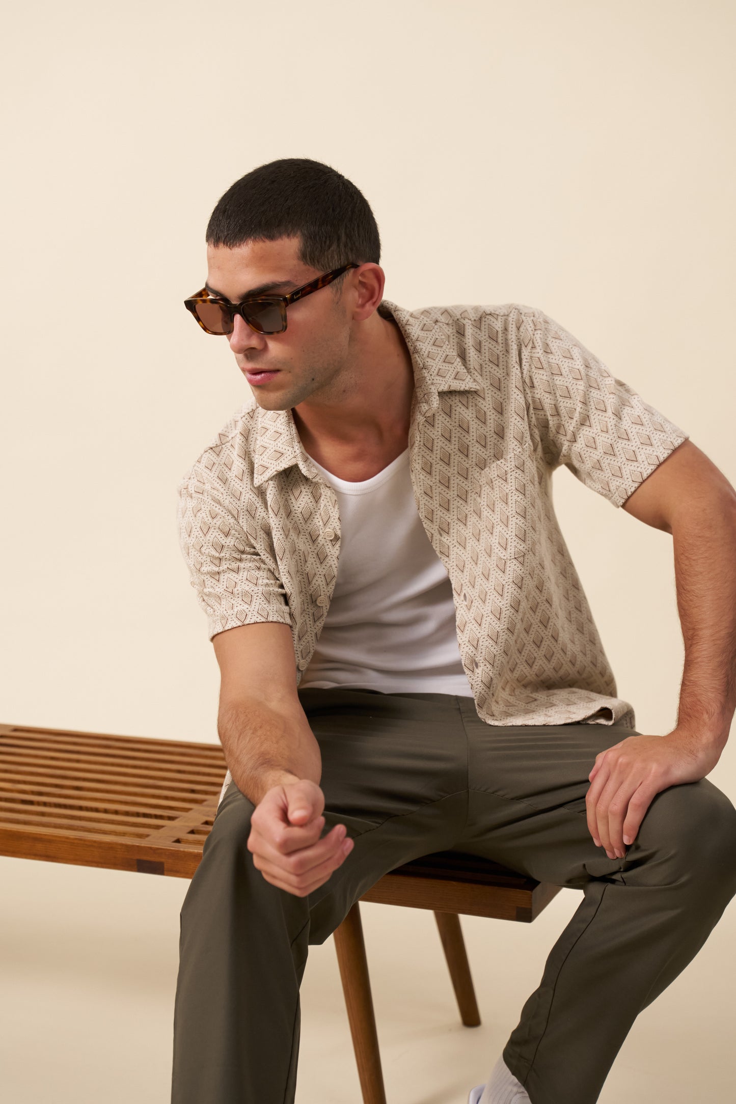 ROMAN WOVEN POLO - ECRU