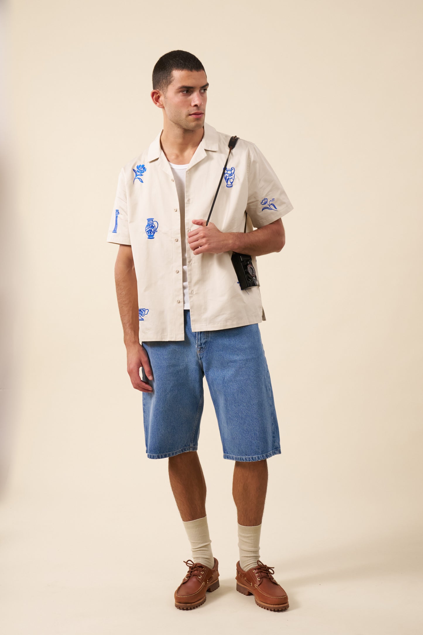 GRECIAN EMBROIDERED SHIRT - ECRU