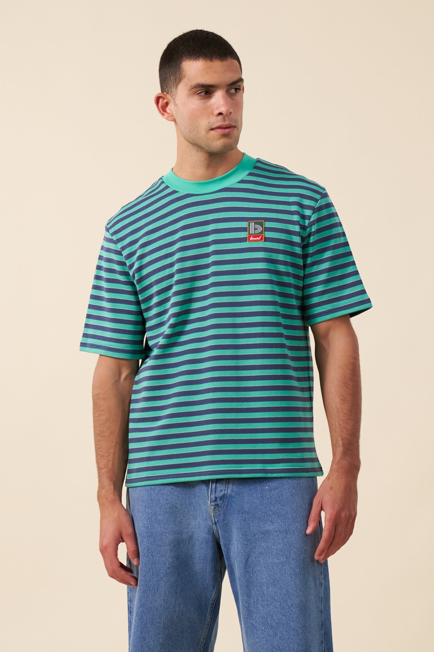 STRIPE RETRO PATCH TEE - MENTHOL