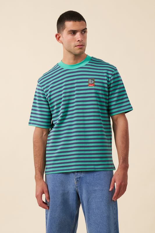 STRIPE RETRO PATCH TEE - MENTHOL