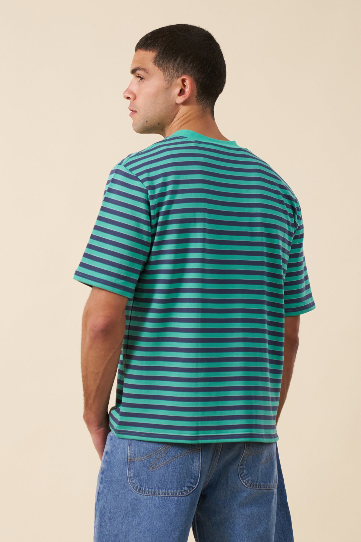 STRIPE RETRO PATCH TEE - MENTHOL