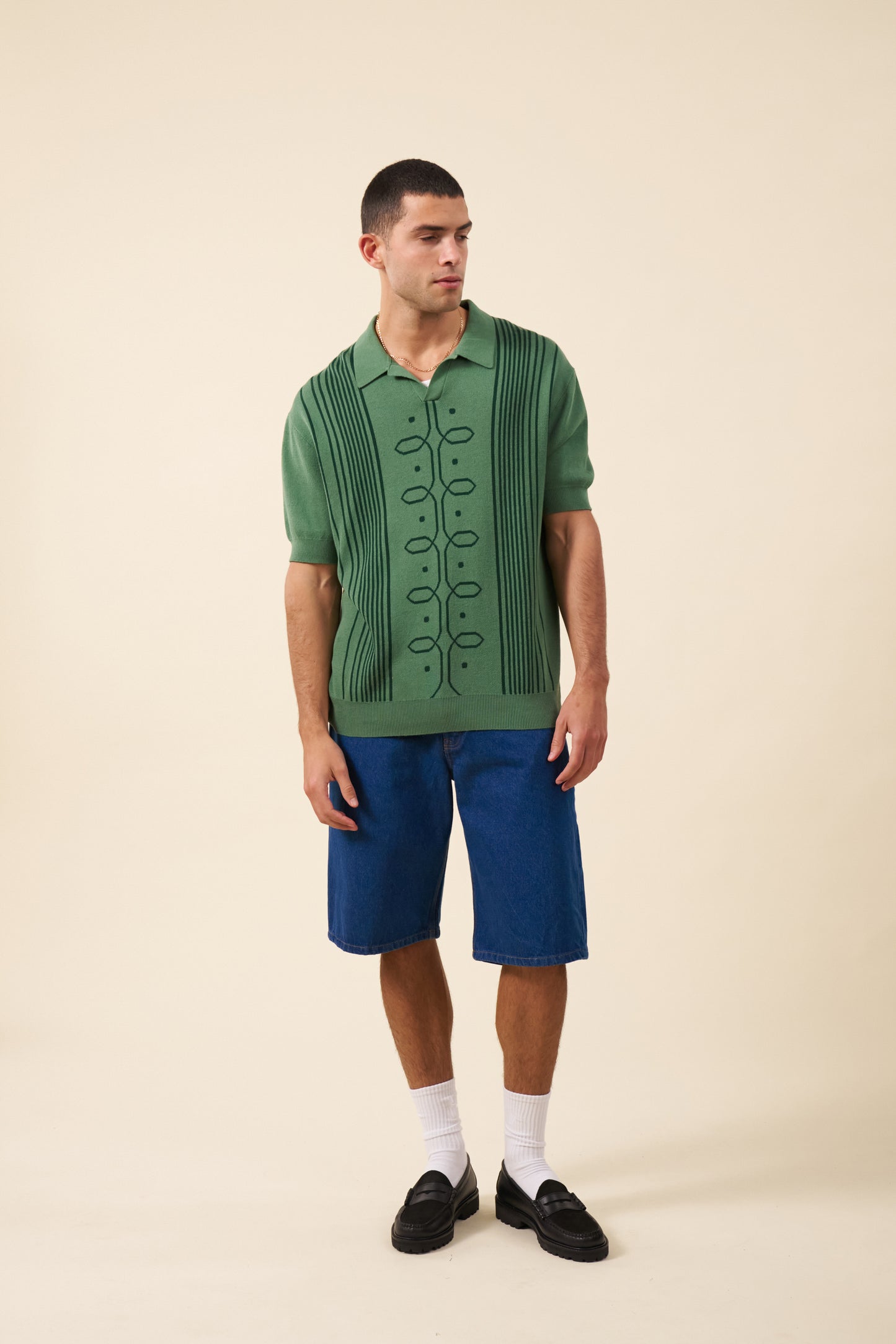 ANDREAS KNIT POLO - HUNTER GREEN
