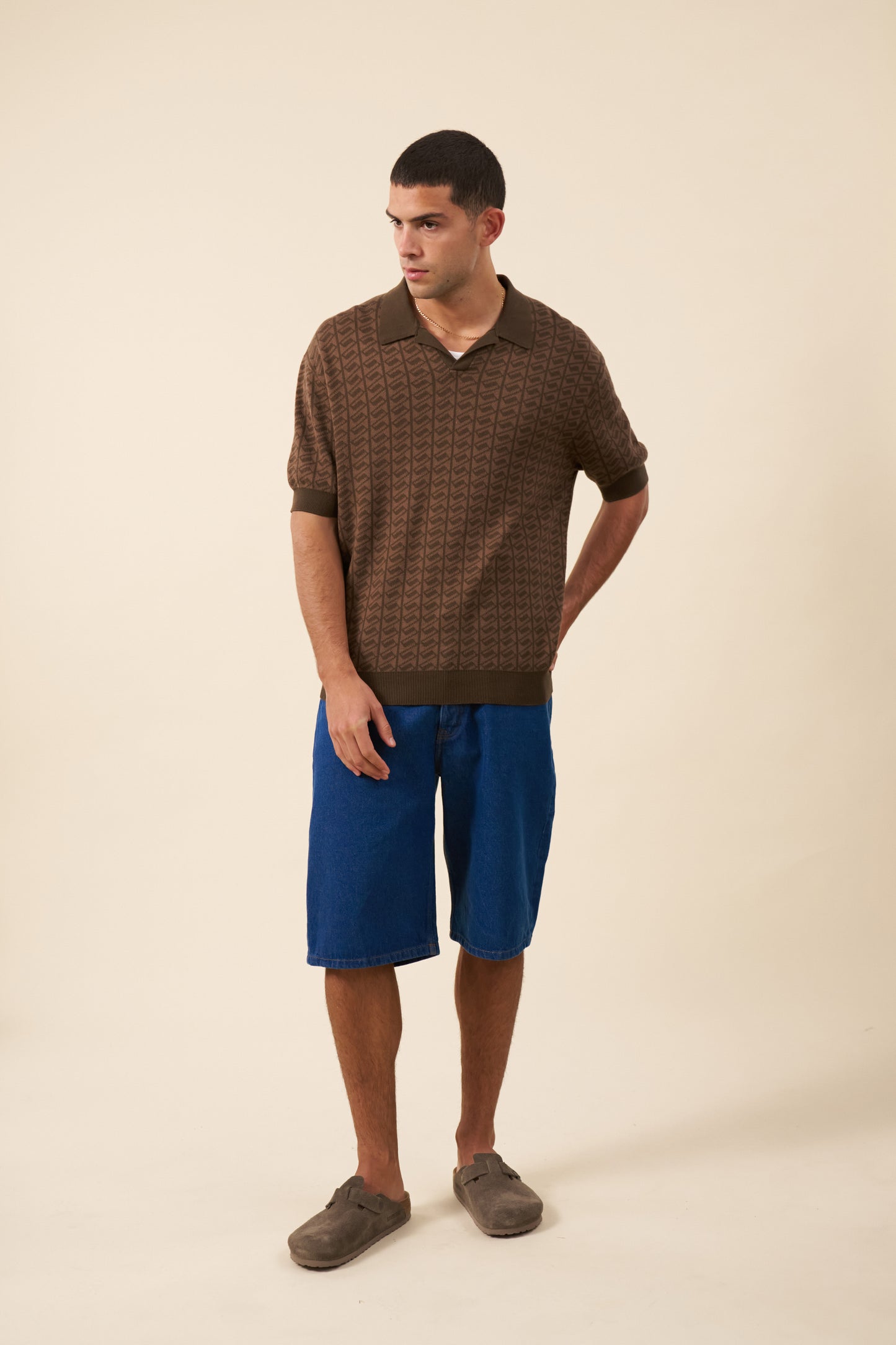 HARRIS KNIT POLO - BROWN BLEND