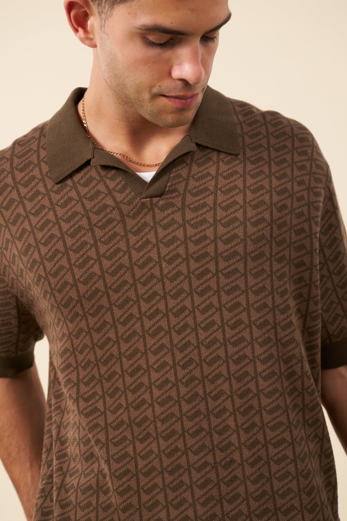 HARRIS KNIT POLO - BROWN BLEND