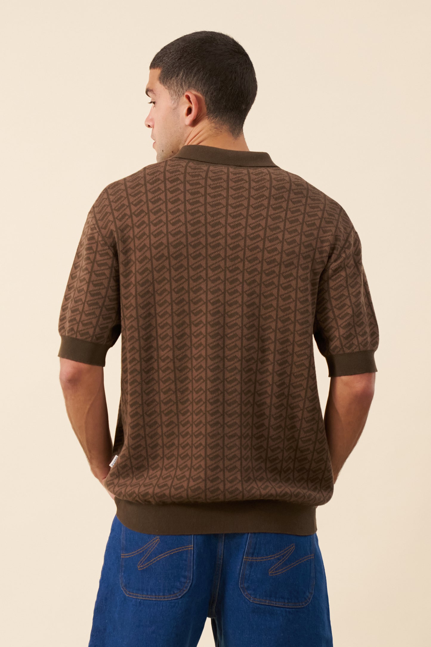 HARRIS KNIT POLO - BROWN BLEND