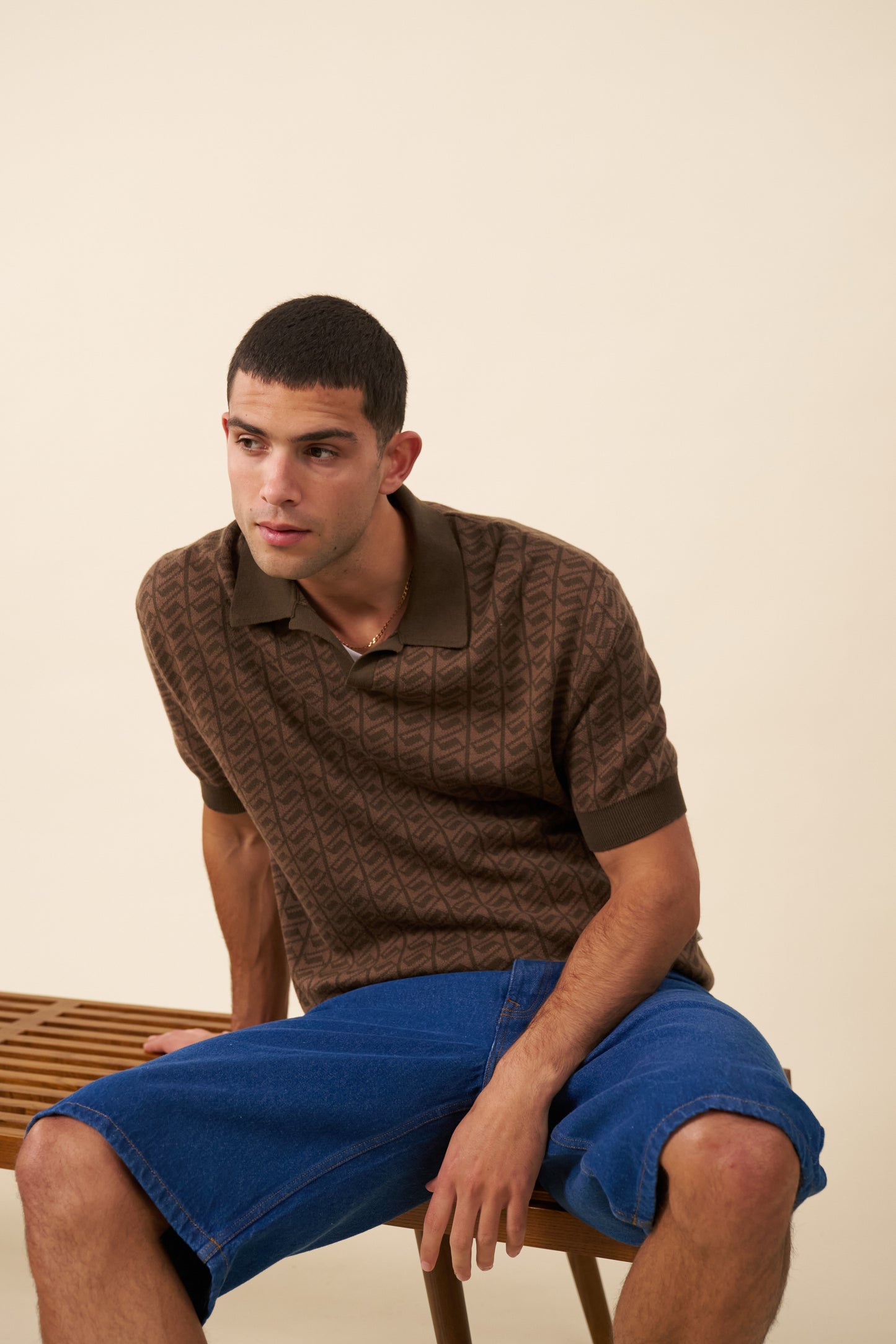 HARRIS KNIT POLO - BROWN BLEND