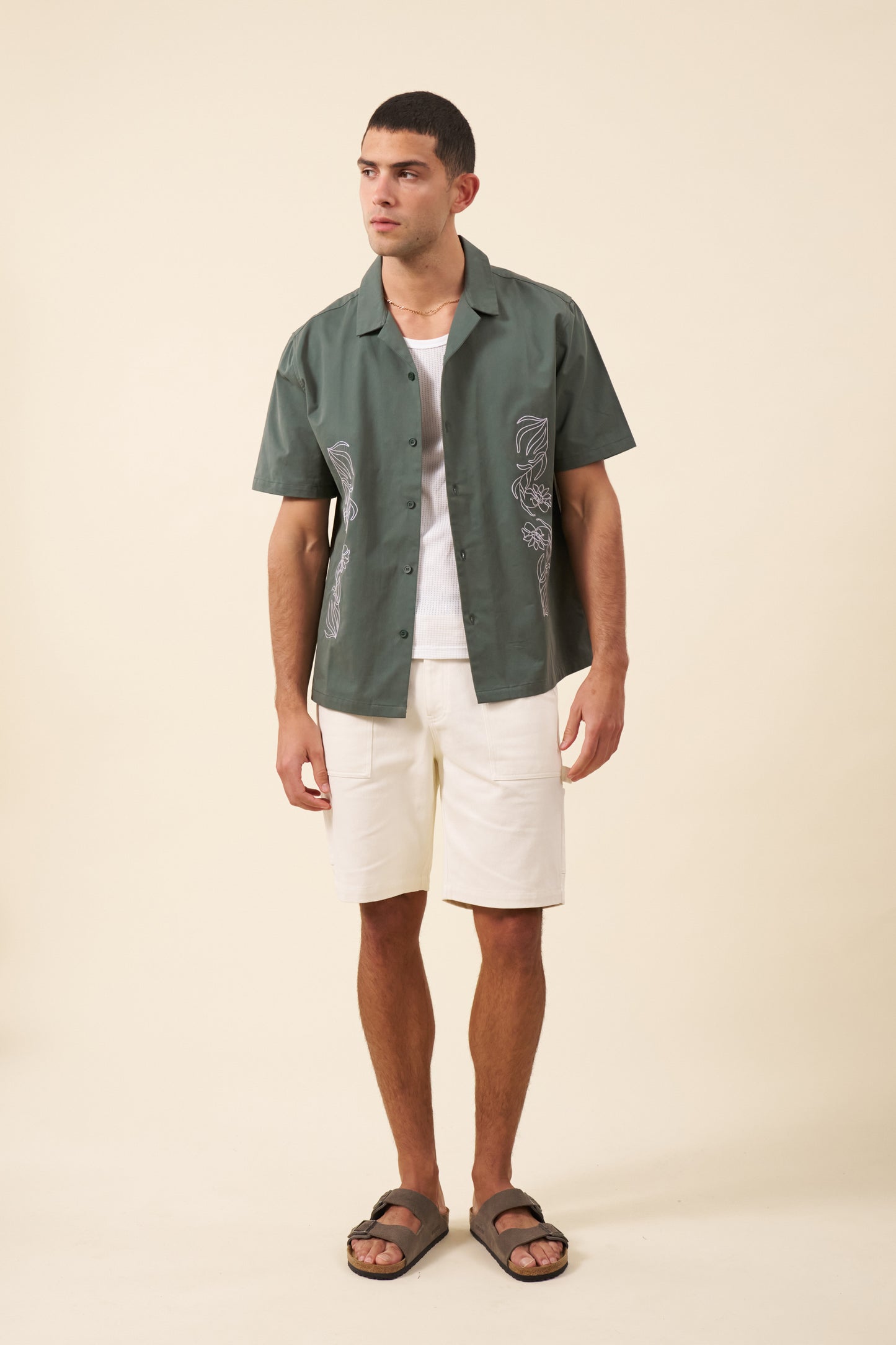 FLORAL EMBROIDERED SHIRT - GREEN