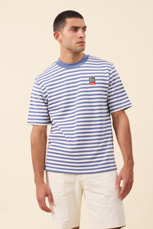 STRIPE RETRO PATCH TEE - ARCTIC