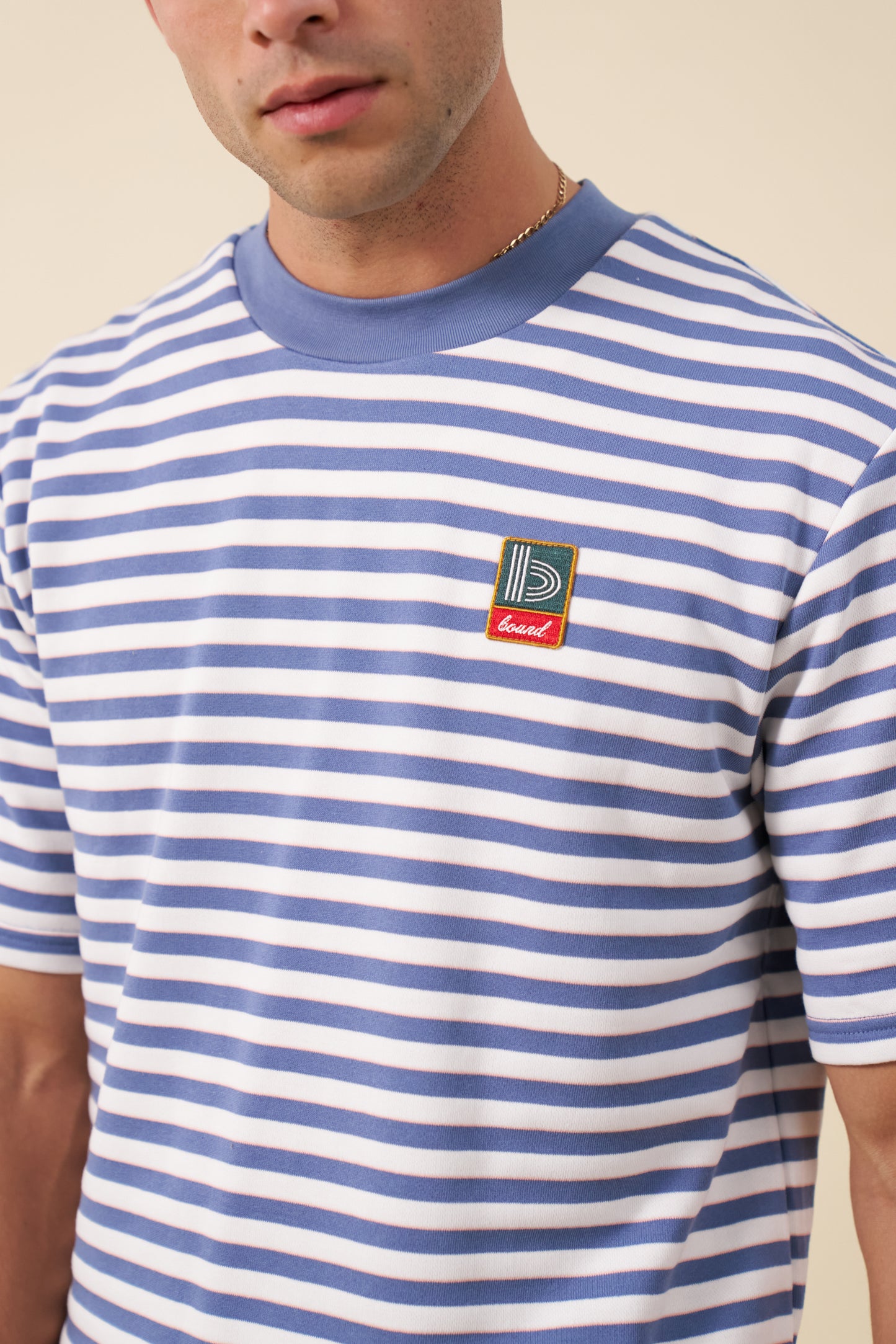 STRIPE RETRO PATCH TEE - ARCTIC