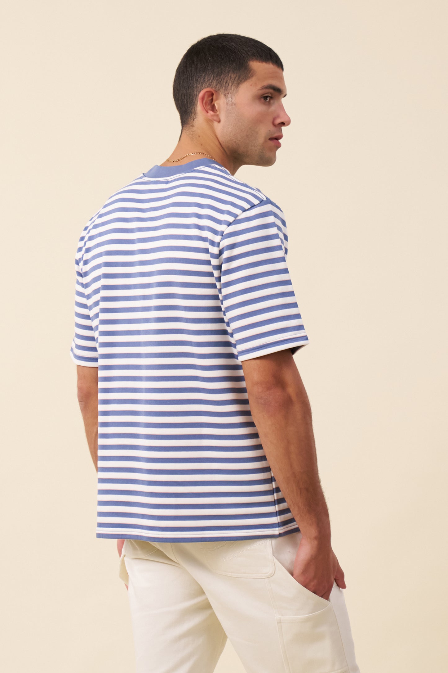 STRIPE RETRO PATCH TEE - ARCTIC