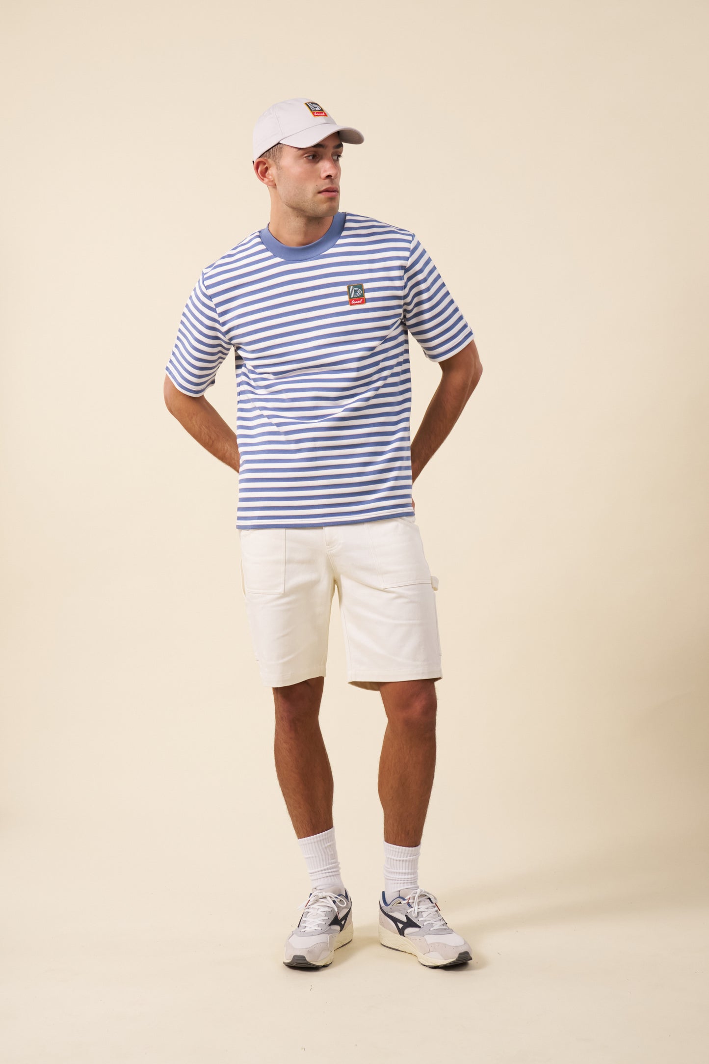 STRIPE RETRO PATCH TEE - ARCTIC