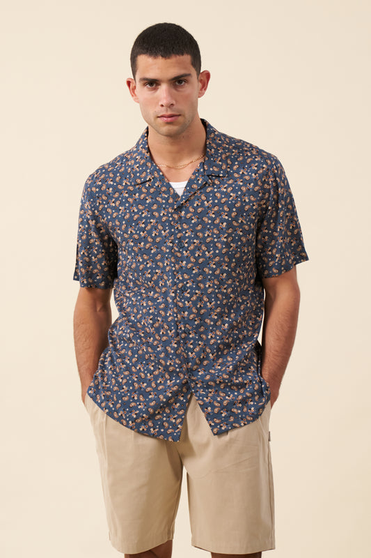 PAISLEY RAYON SHIRT - BLUE