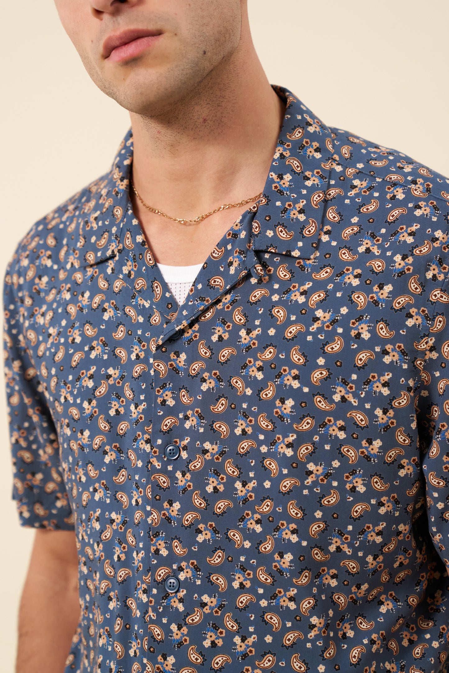 PAISLEY RAYON SHIRT - BLUE