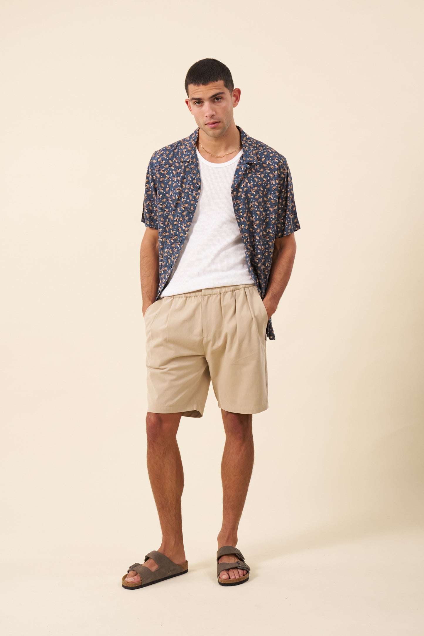 PEACHED CANVAS SHORTS - SAND
