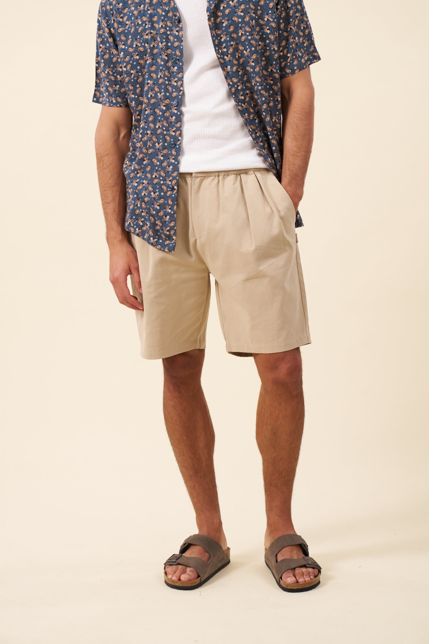 PEACHED CANVAS SHORTS - SAND
