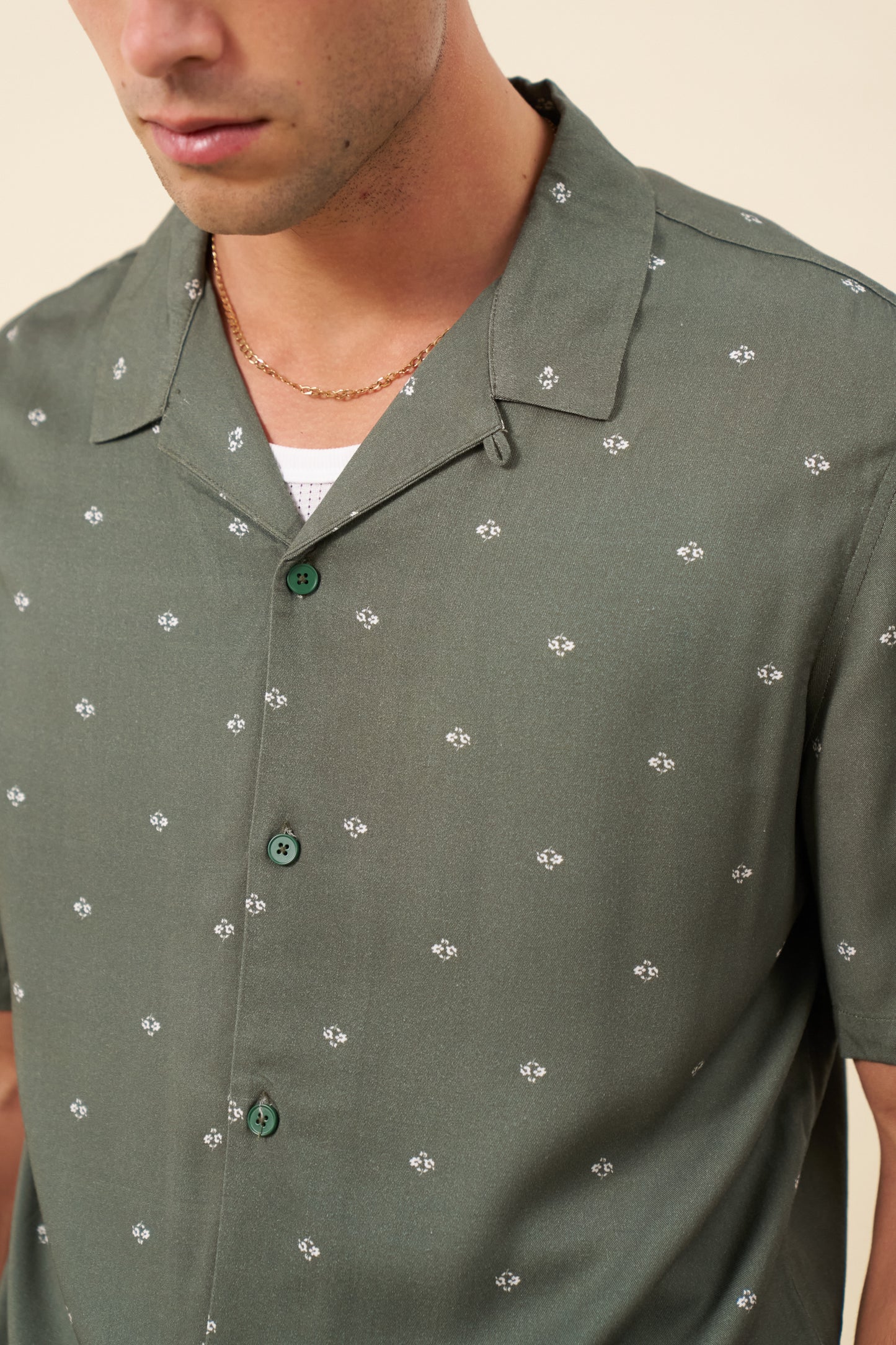 FLORAL RAYON SHIRT - SAGE