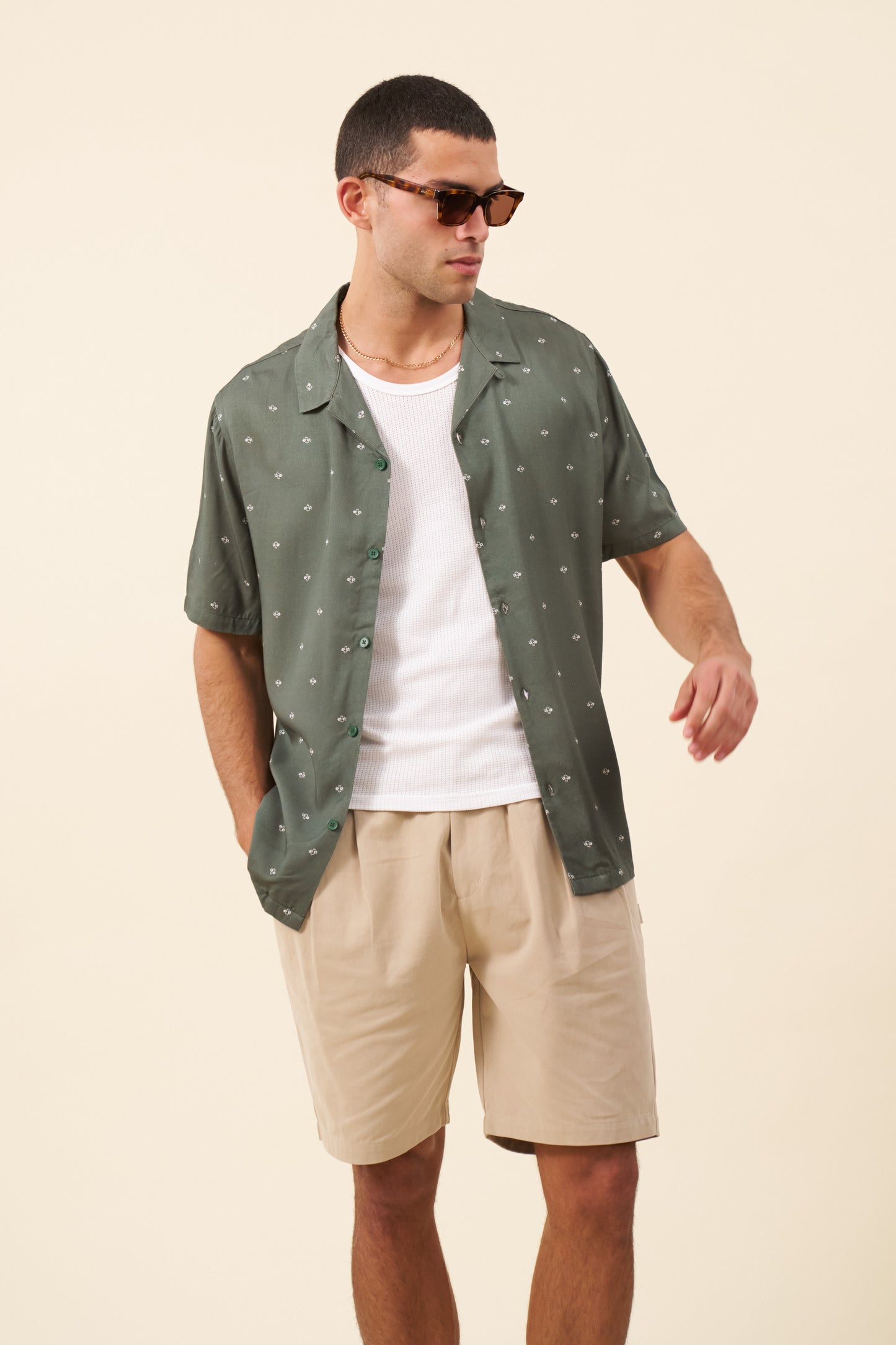 PEACHED CANVAS SHORTS - SAND