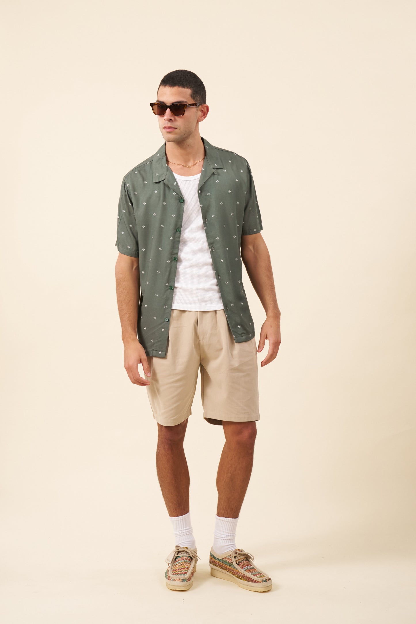 FLORAL RAYON SHIRT - SAGE