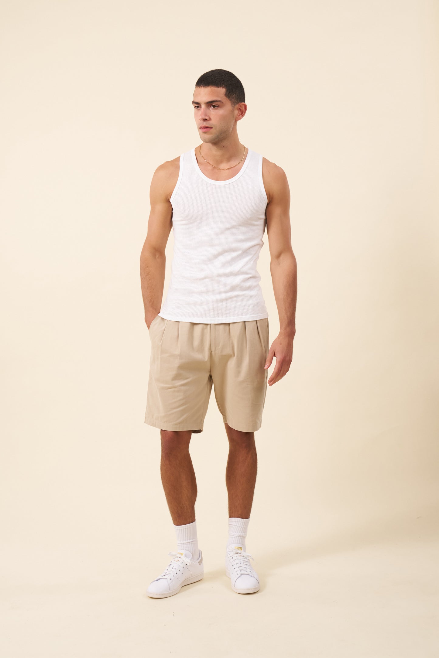 PEACHED CANVAS SHORTS - SAND