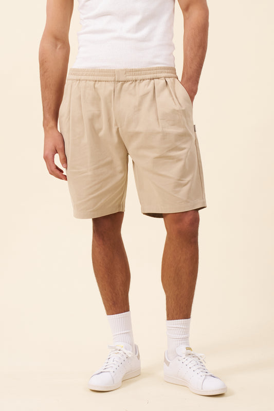 PEACHED CANVAS SHORTS - SAND